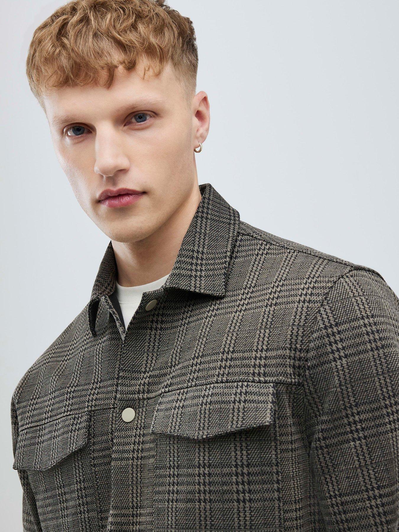  image of river-island-heritage-check-overshirt-brown