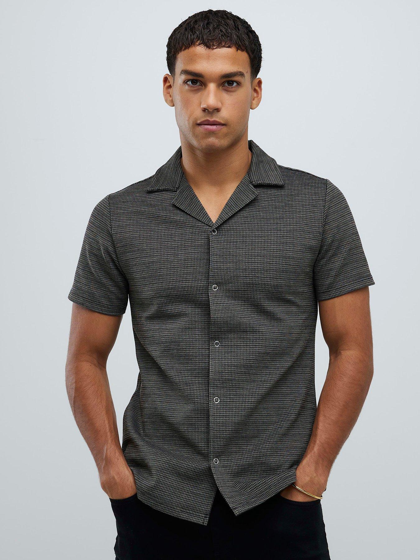 River Island Muscle Pupstooth Ring Snap Shirt - Brown