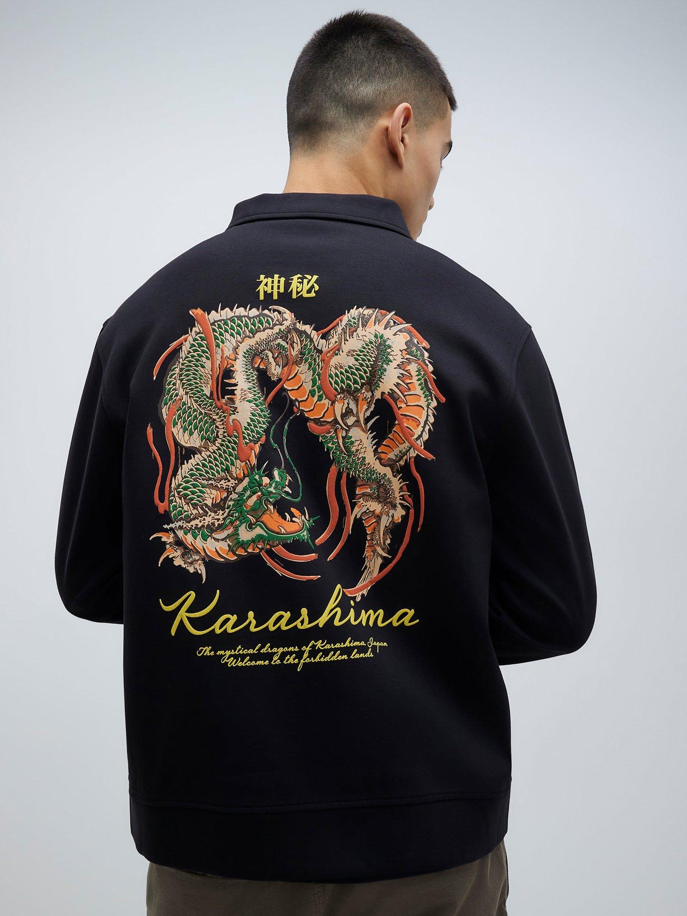 Image 1 of 4 of River Island Japanese Snake Shacket - Black