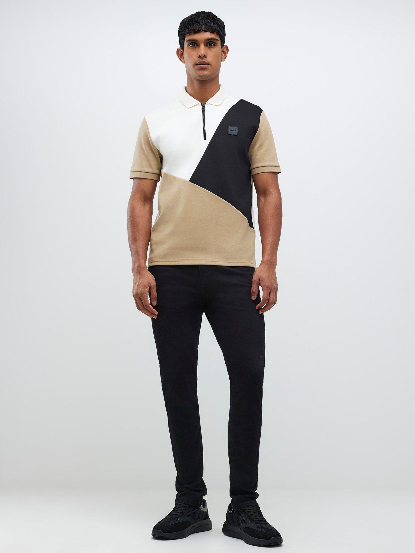 Image 3 of 4 of River Island Asymmetric Blocked Short Sleeve Polo Shirt - Multi