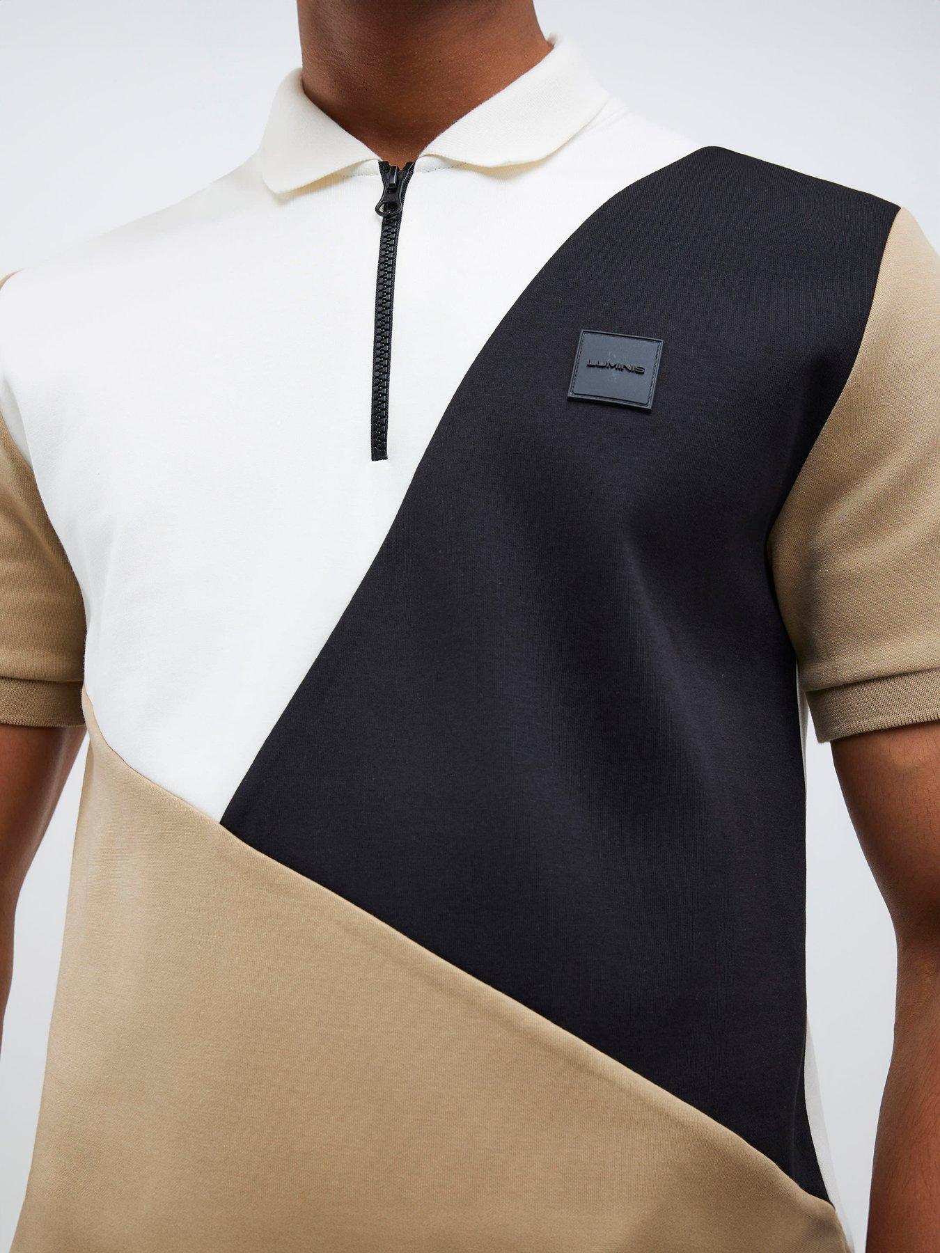 Image 4 of 4 of River Island Asymmetric Blocked Short Sleeve Polo Shirt - Multi