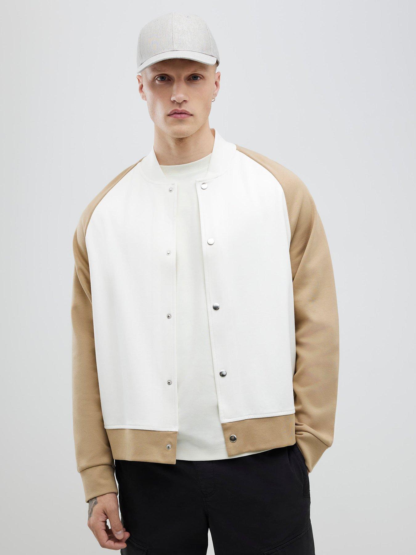 Image 1 of 4 of River Island Colour Block &nbsp;Bomber Jacket - Beige