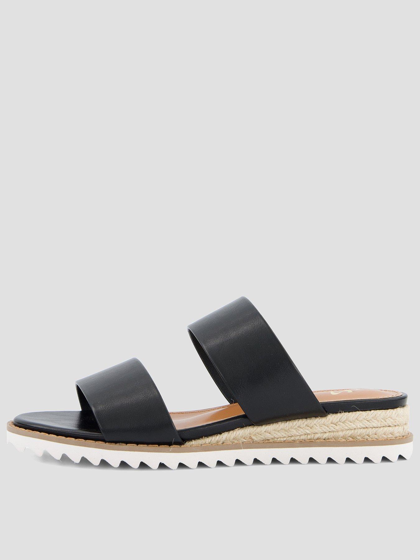 The Very Collection Comfort Double Strap Wedge Sandal - Black
