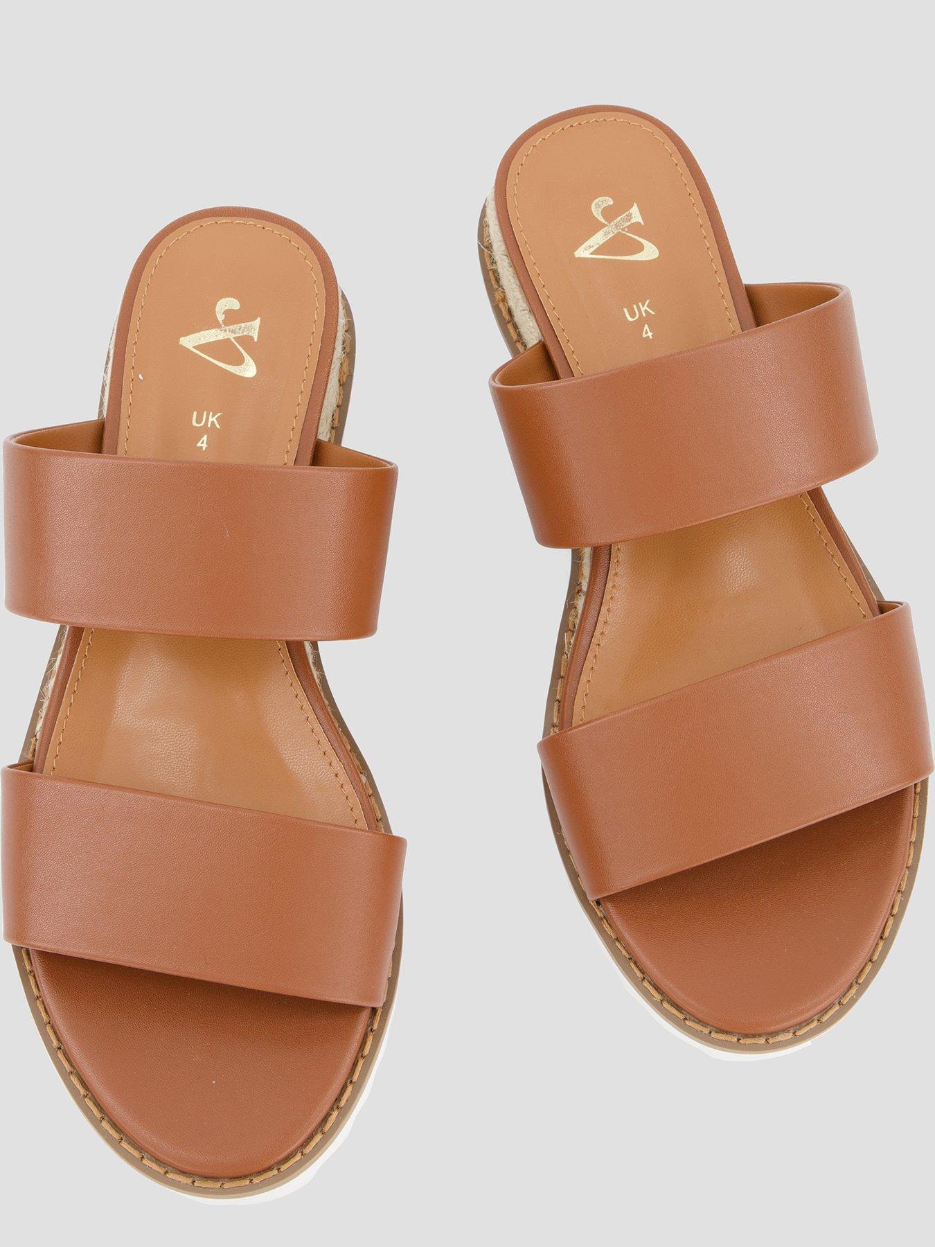 Image 3 of 7 of The Very Collection Comfort Double Strap Wedge Sandal - Brown