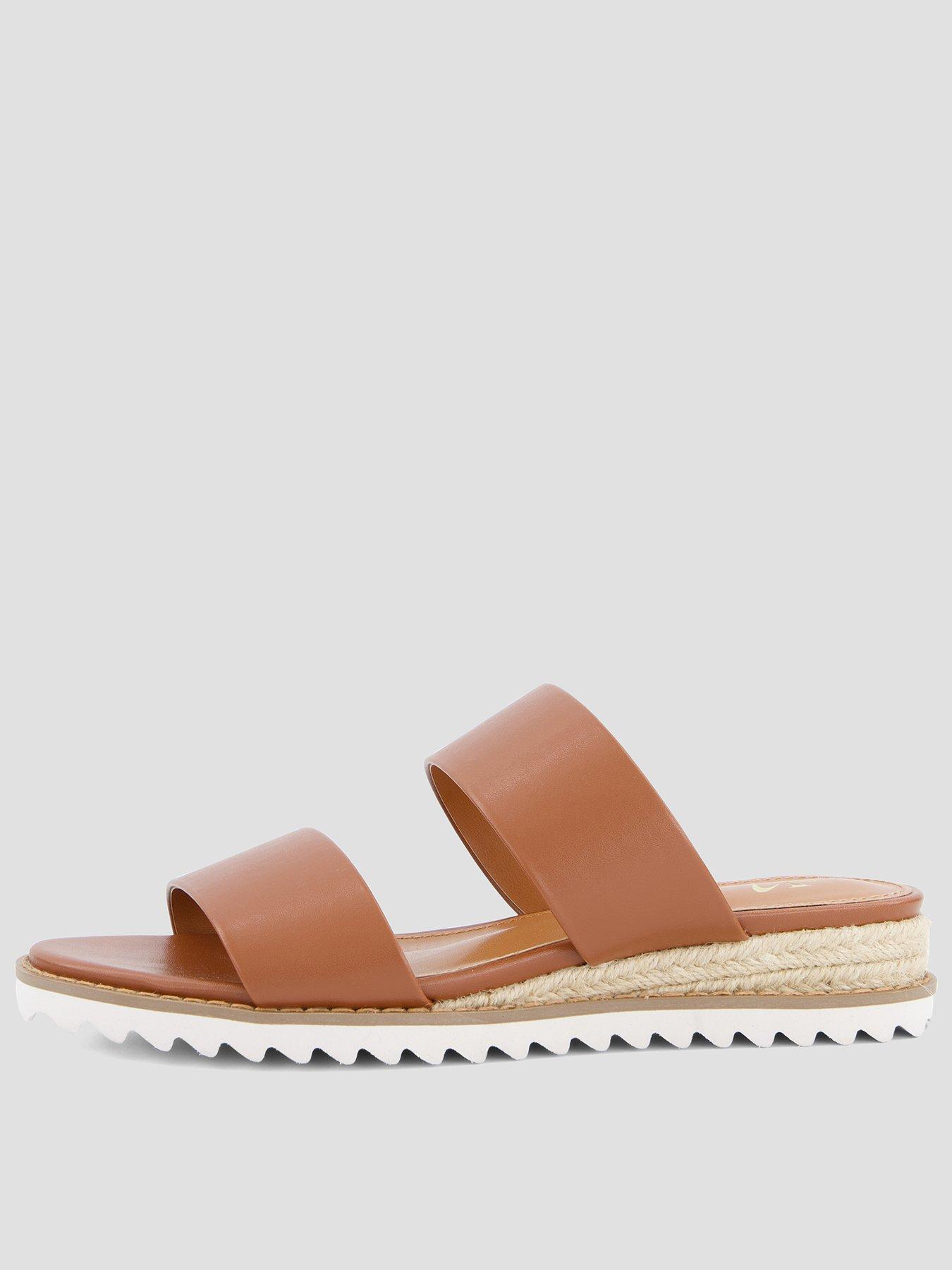 The Very Collection Extra Wide Fit Comfort Double Strap Wedge Sandal - Brown