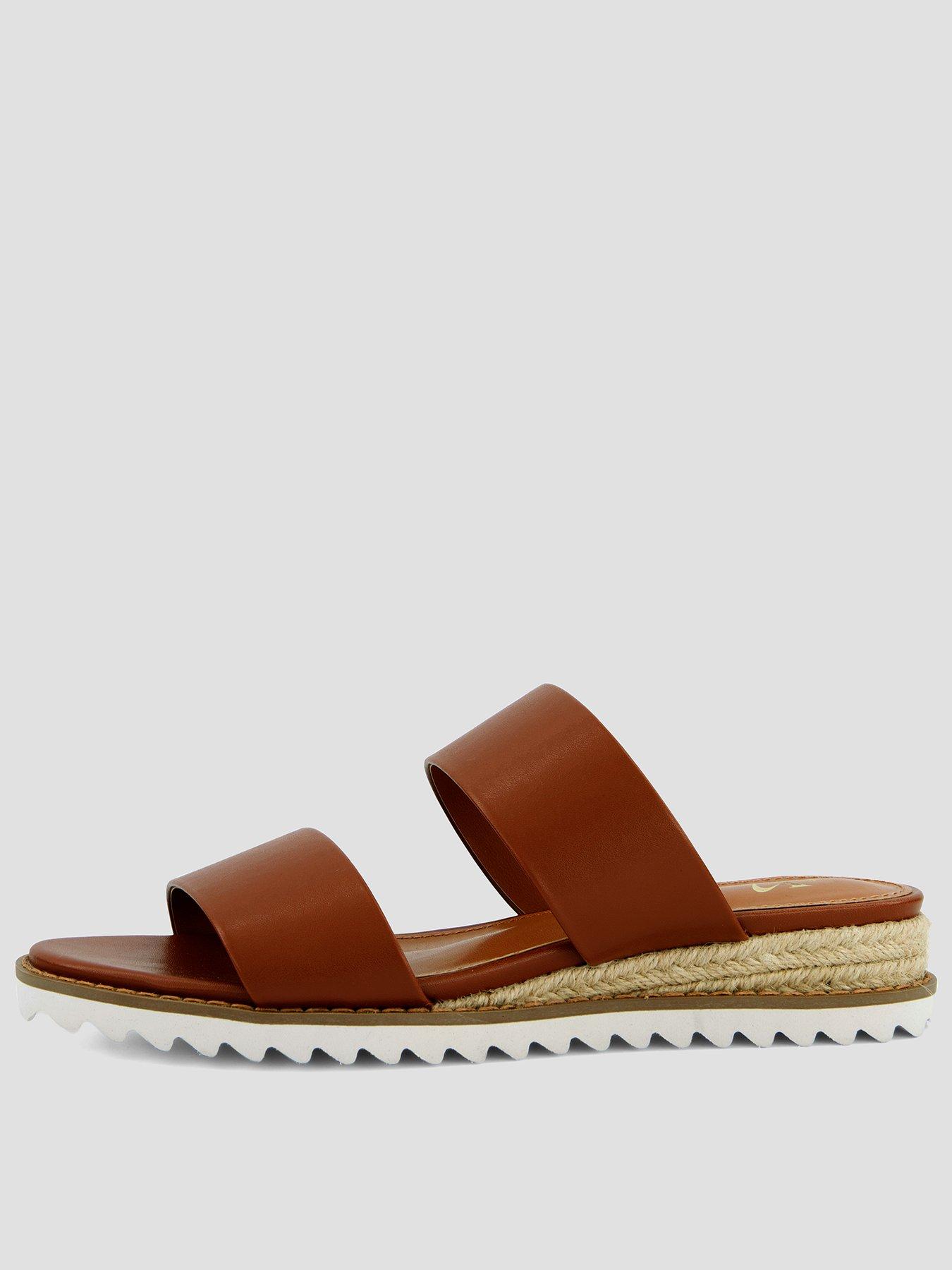 The Very Collection Extra Wide Fit Comfort Double Strap Wedge Sandal - Brown