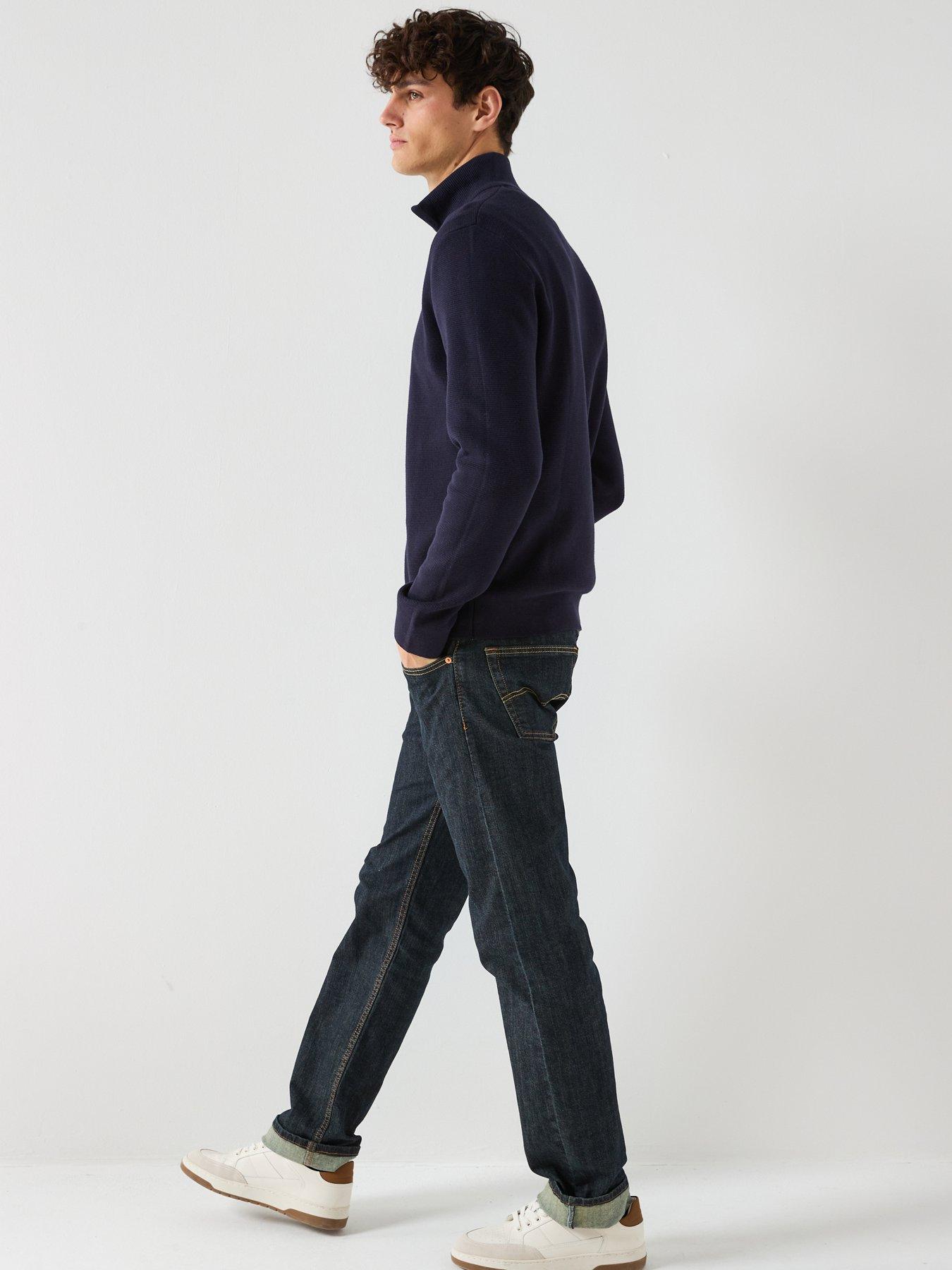  image of jack-jones-knitted-quarter-zip-jumper-blue