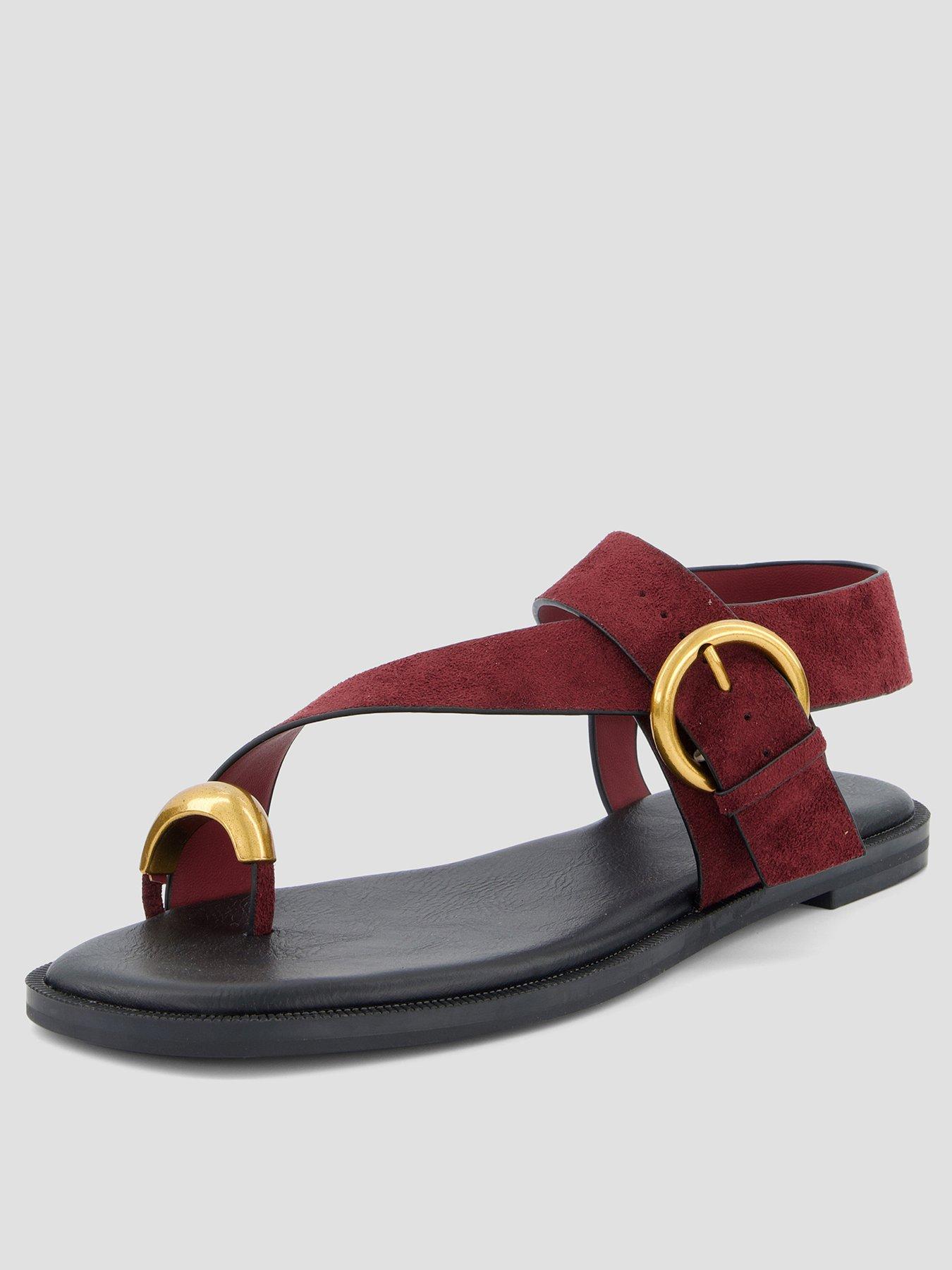 Image 2 of 7 of The Very Collection Flat Sandal With Toe Ring - Red