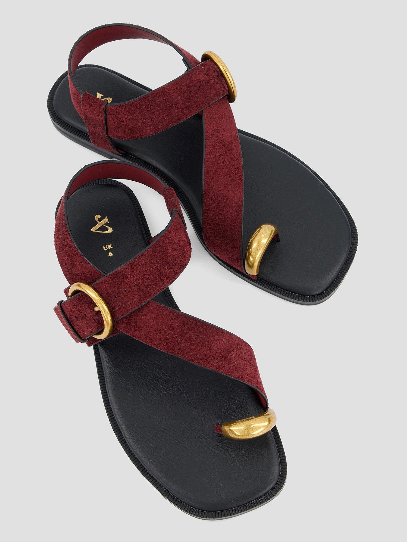 Image 3 of 7 of The Very Collection Flat Sandal With Toe Ring - Red