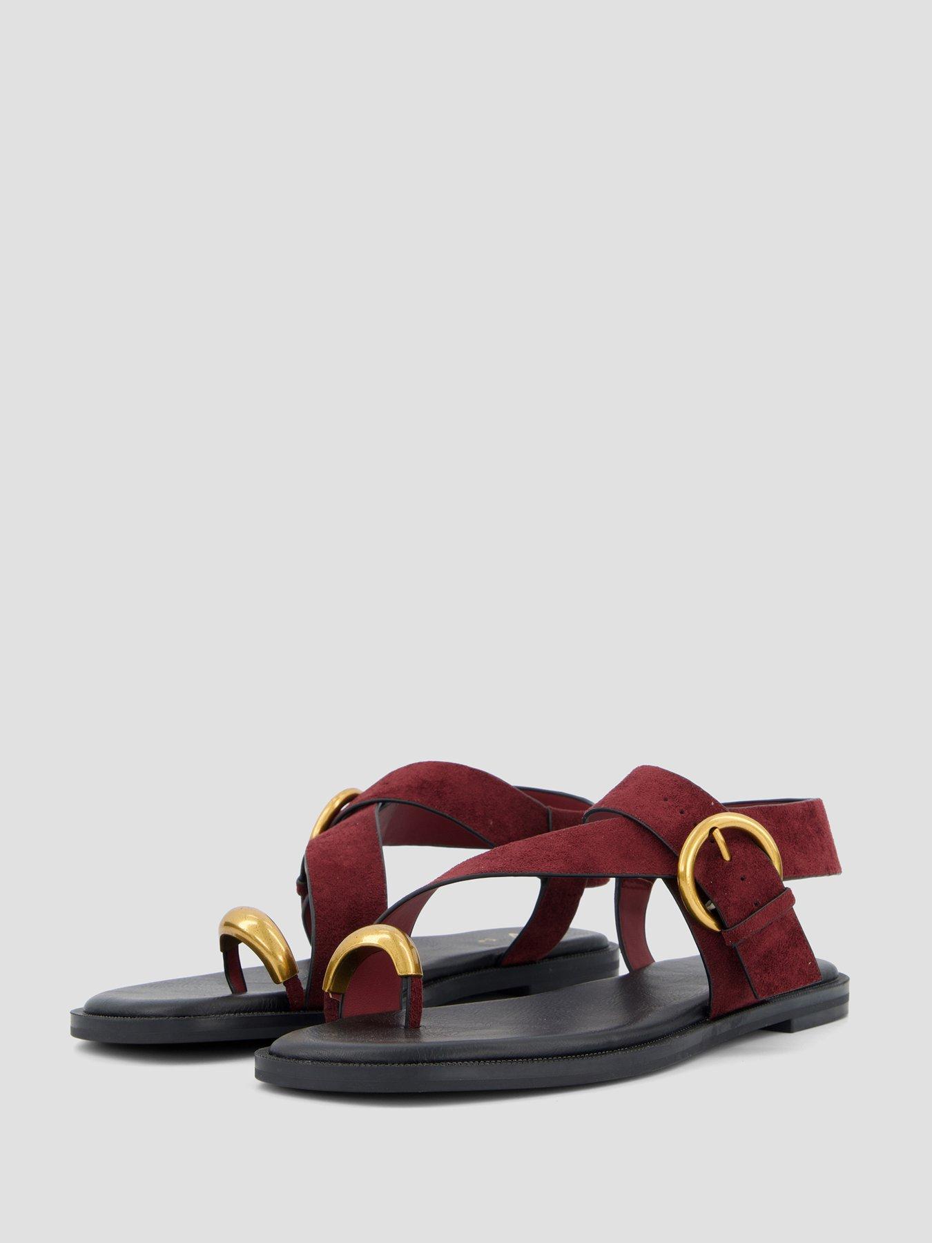 Image 6 of 7 of The Very Collection Flat Sandal With Toe Ring - Red