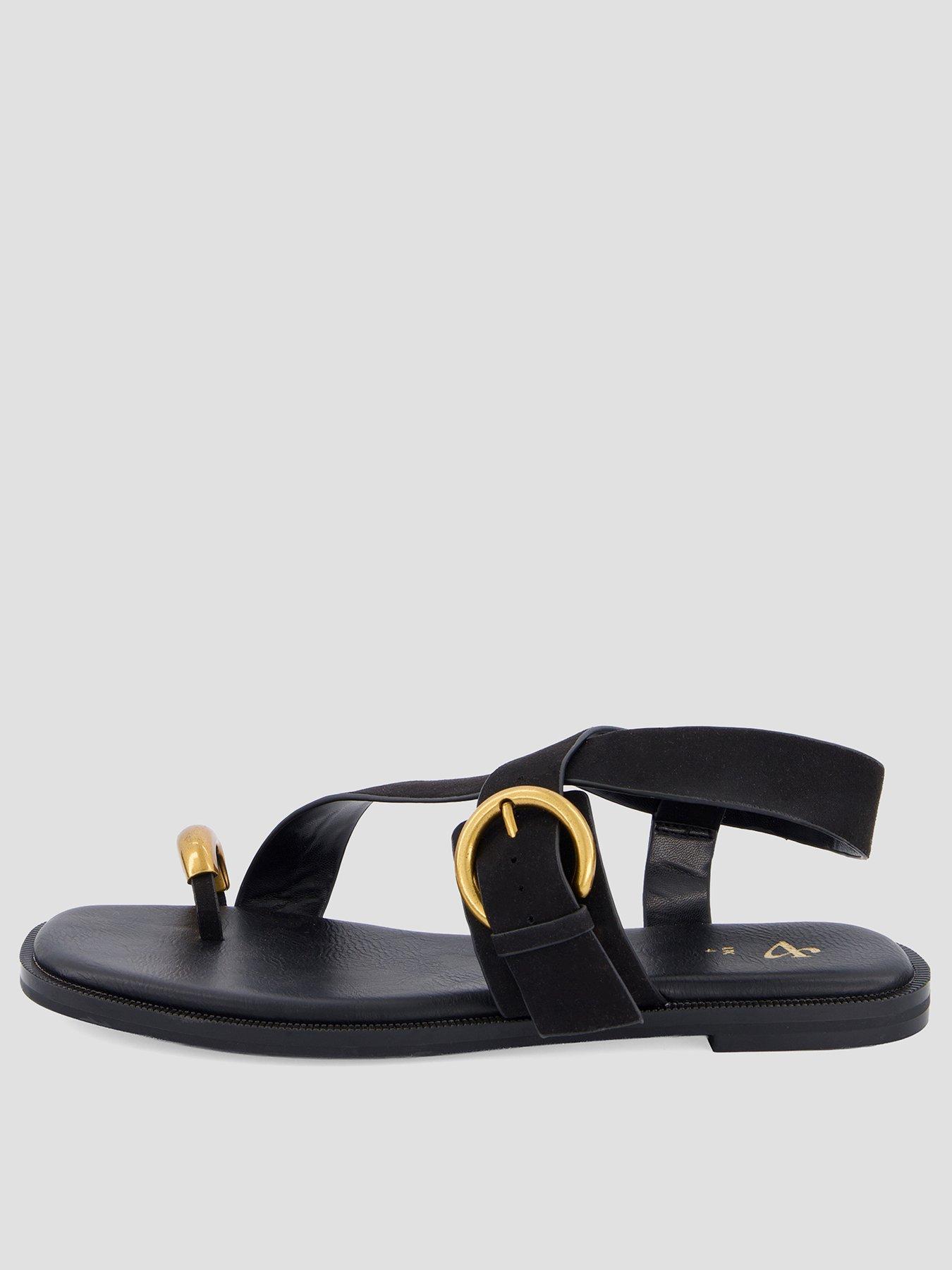 Image 1 of 7 of The Very Collection Flat Sandal With Toe Ring - Black