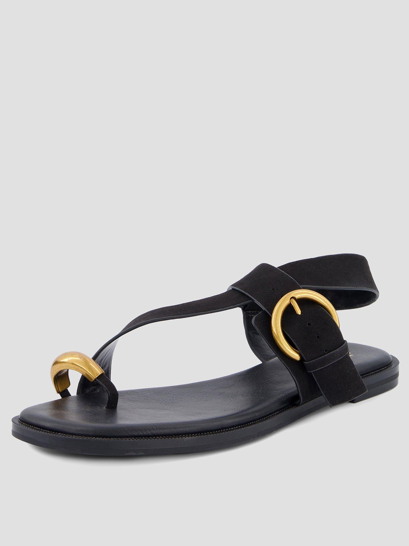 Image 2 of 7 of The Very Collection Flat Sandal With Toe Ring - Black
