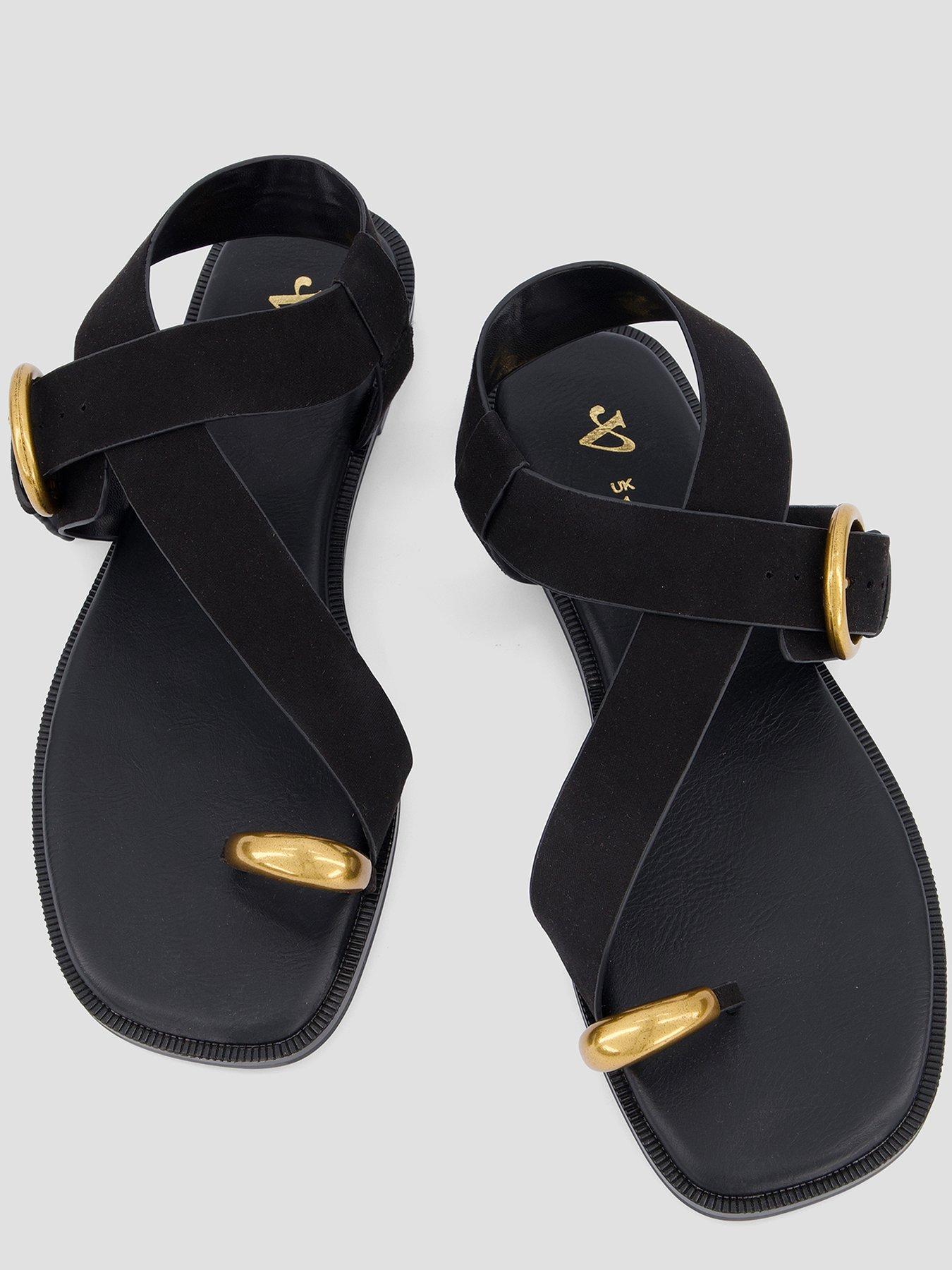 Image 3 of 7 of The Very Collection Flat Sandal With Toe Ring - Black