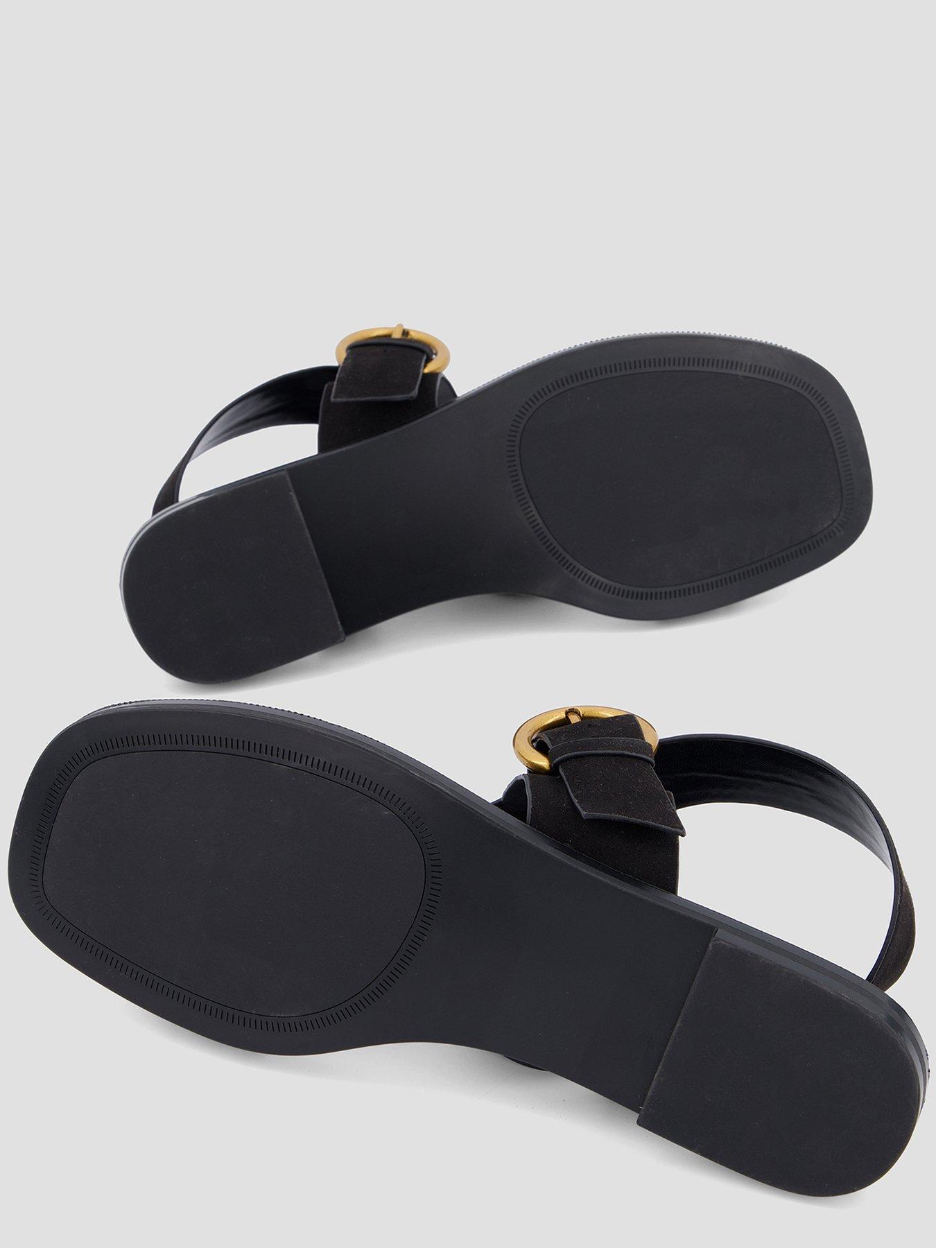 Image 4 of 7 of The Very Collection Flat Sandal With Toe Ring - Black