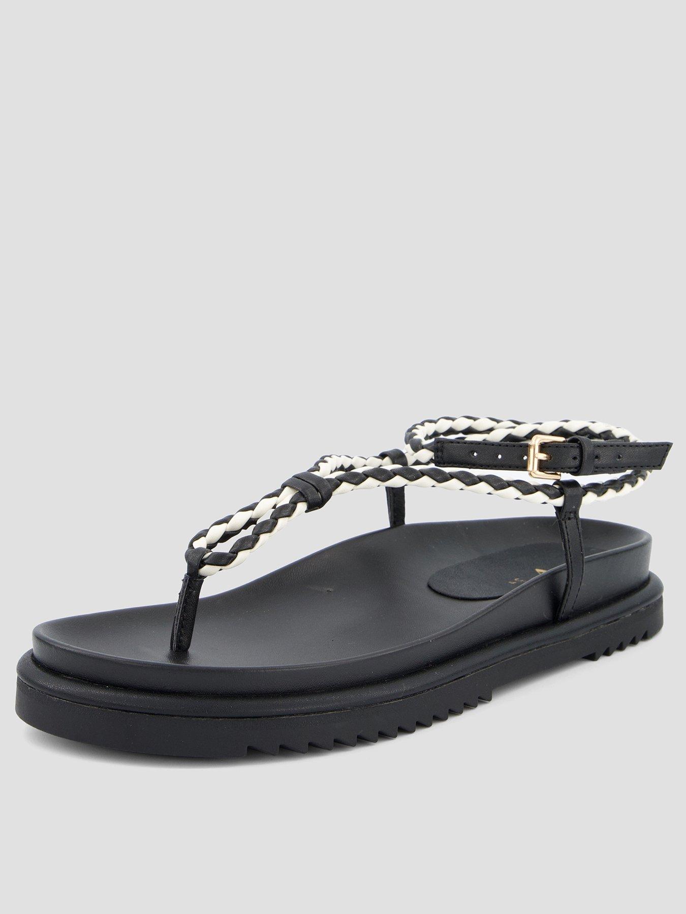 The Very Collection Roped Footbed Monochrome Sandal - Black