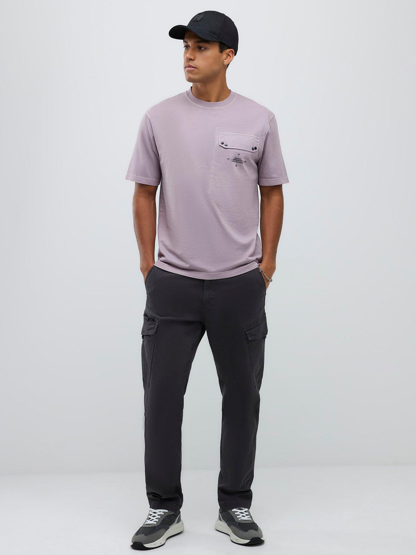 Image 3 of 4 of River Island Pocket Detail T-Shirt - Purple