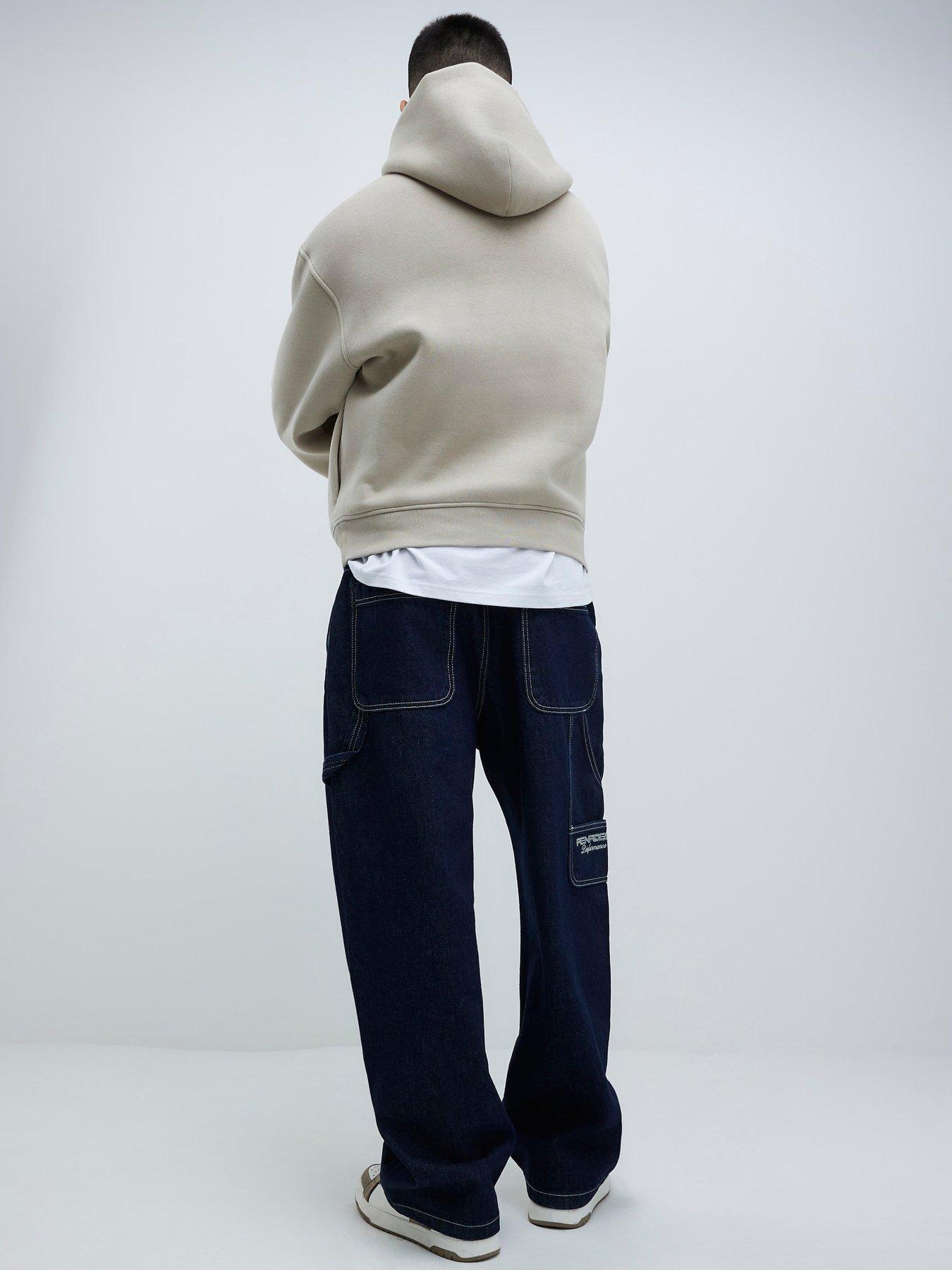Image 2 of 6 of River Island Dark Montano Baggy Carpenter Jeans - Blue