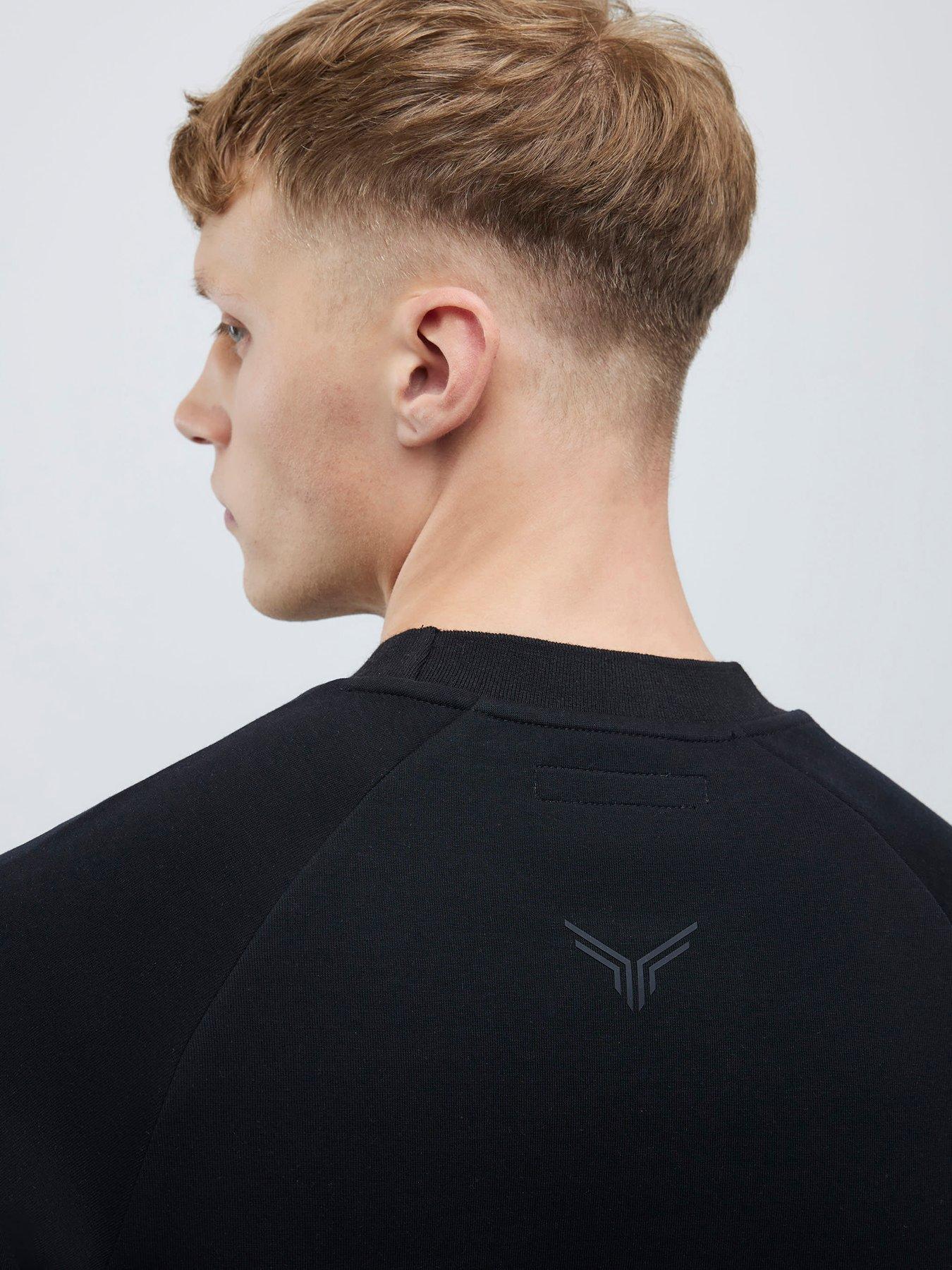 stillFront image of river-island-nylon-hybrid-crew-sweat-black