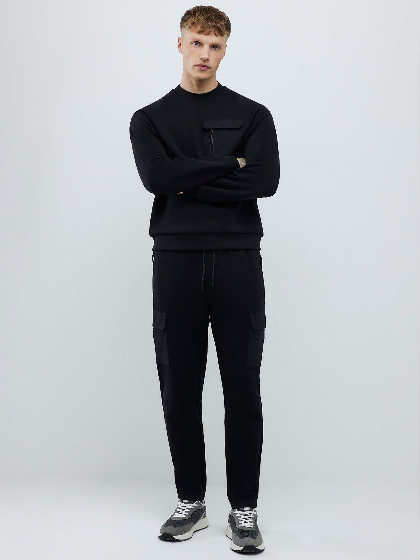  image of river-island-nylon-hybrid-joggers-black