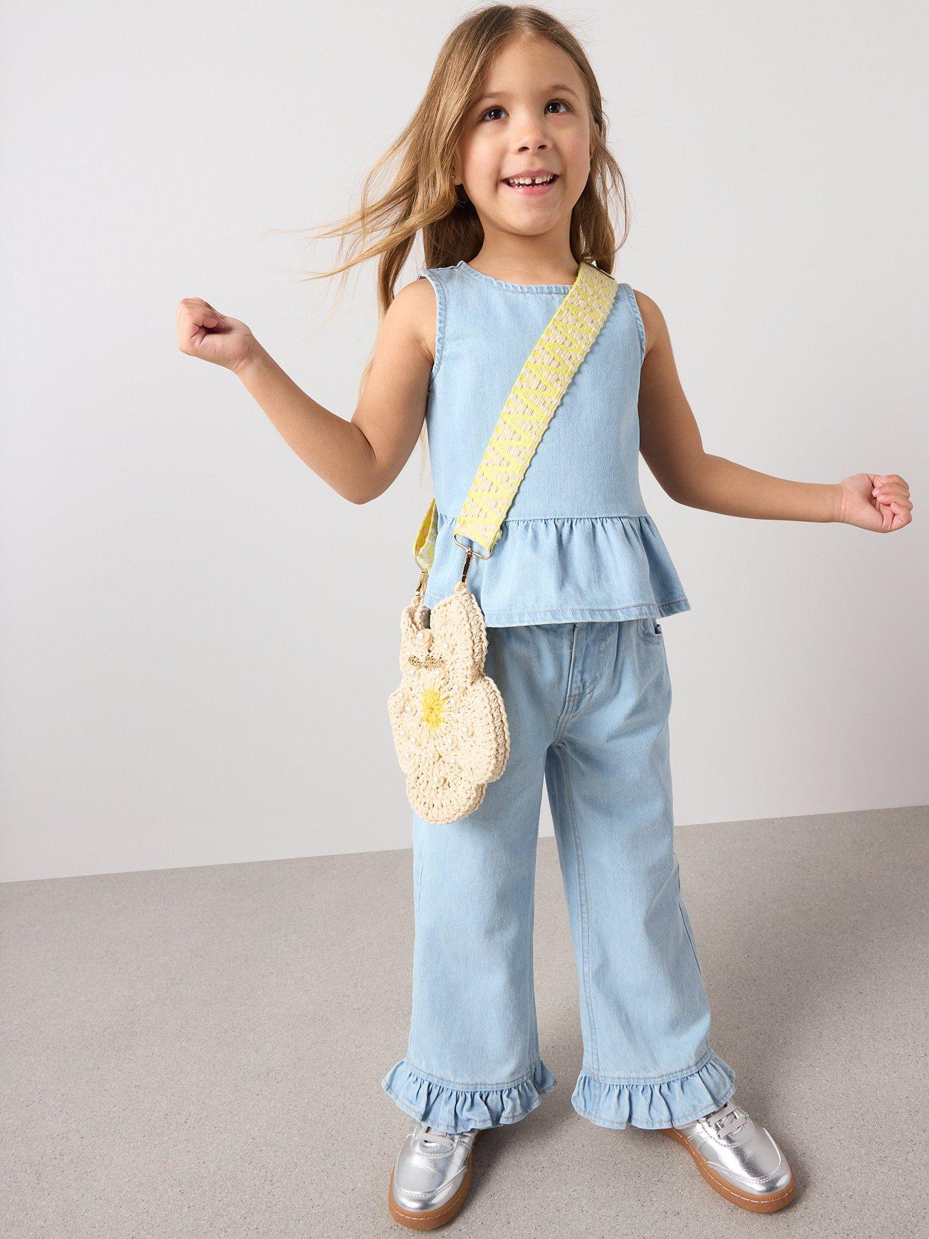 the-very-collection-girls-denim-culotte-frill-outfit-light-wash