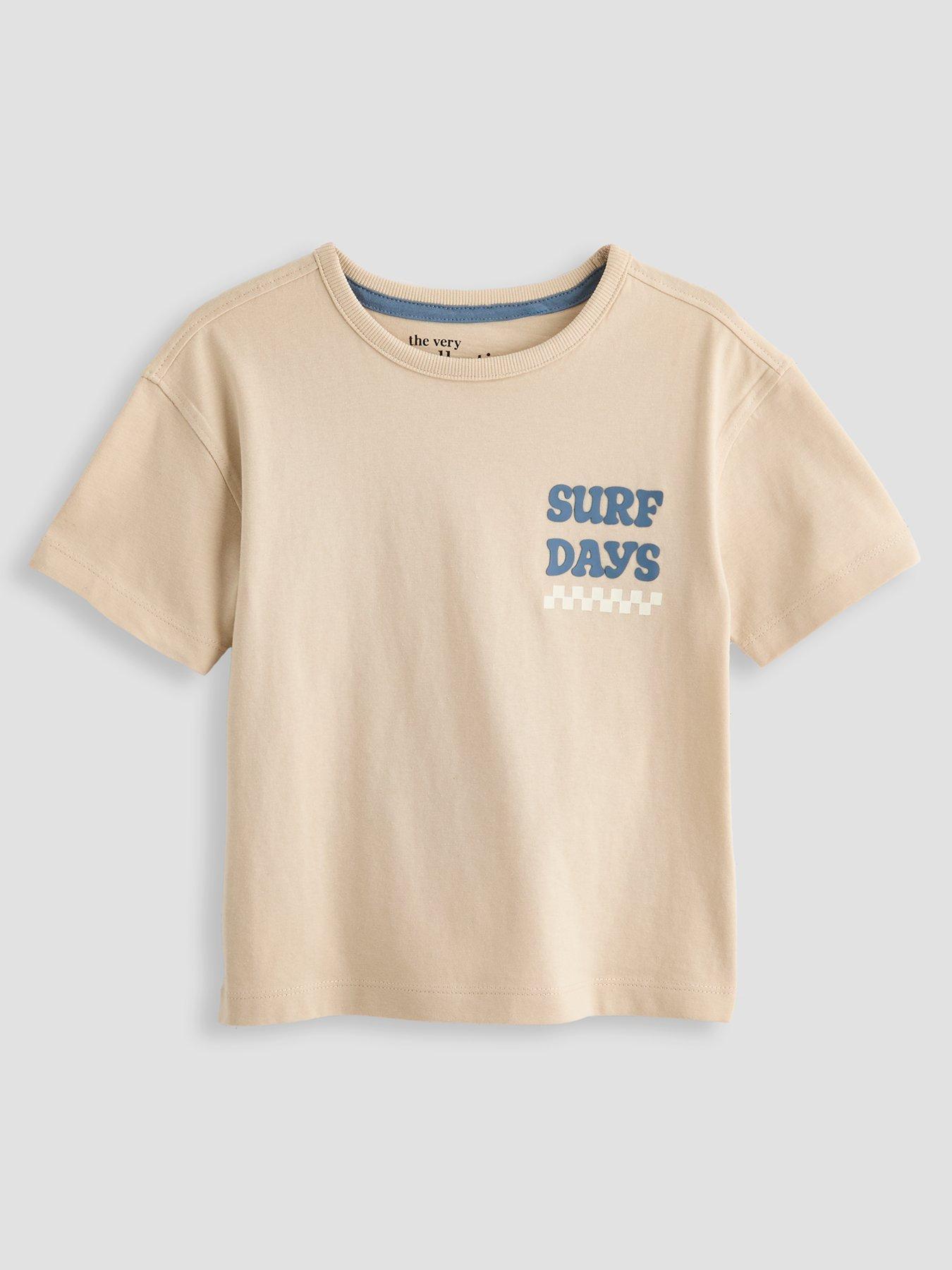 Image 2 of 4 of The Very Collection Boys Surf Days Back Graphic T-shirt - Stone Beige