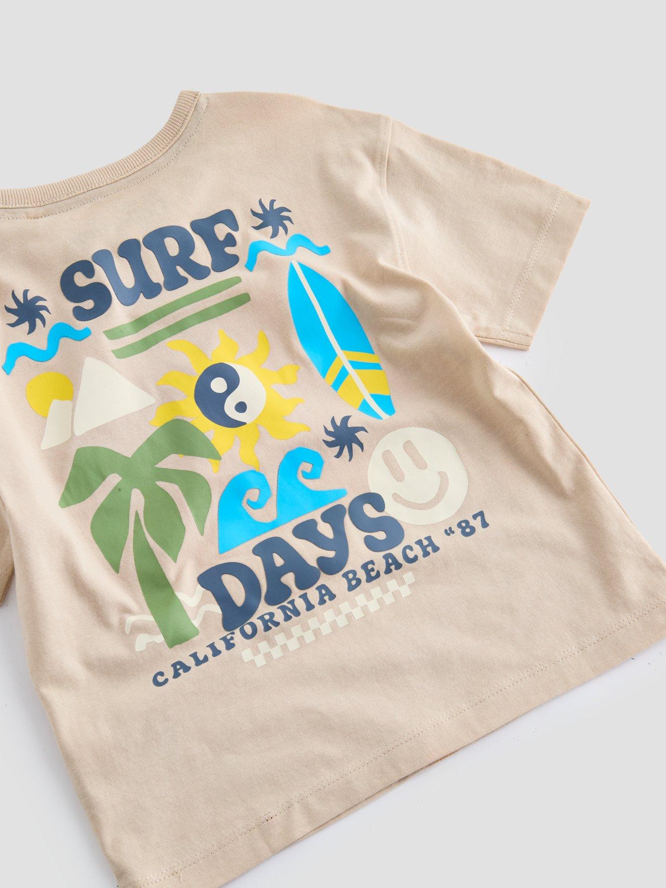 Image 4 of 4 of The Very Collection Boys Surf Days Back Graphic T-shirt - Stone Beige