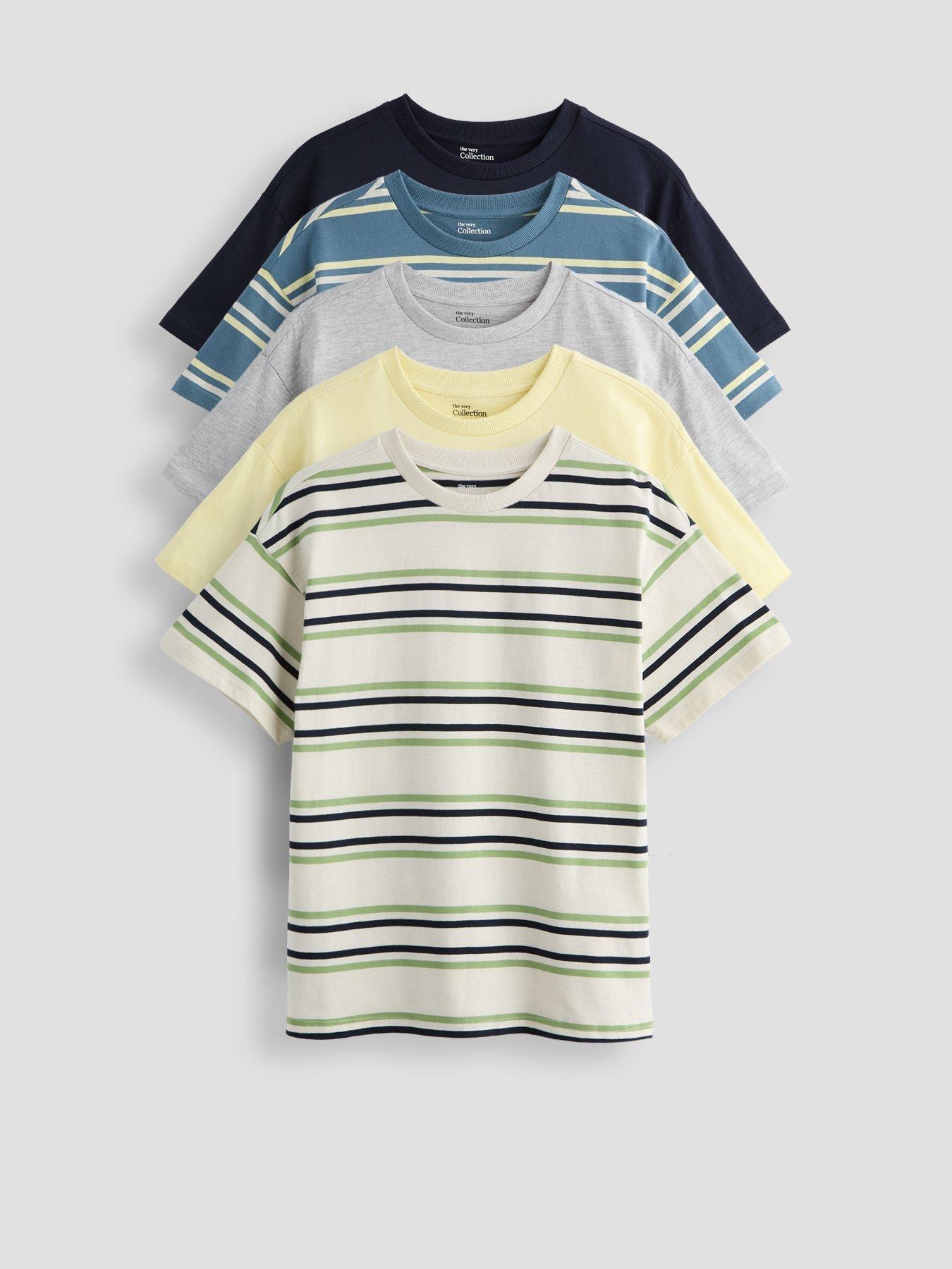 Image 1 of 5 of The Very Collection Boys 5 Pack Stripe Detail Tshirt - Multi