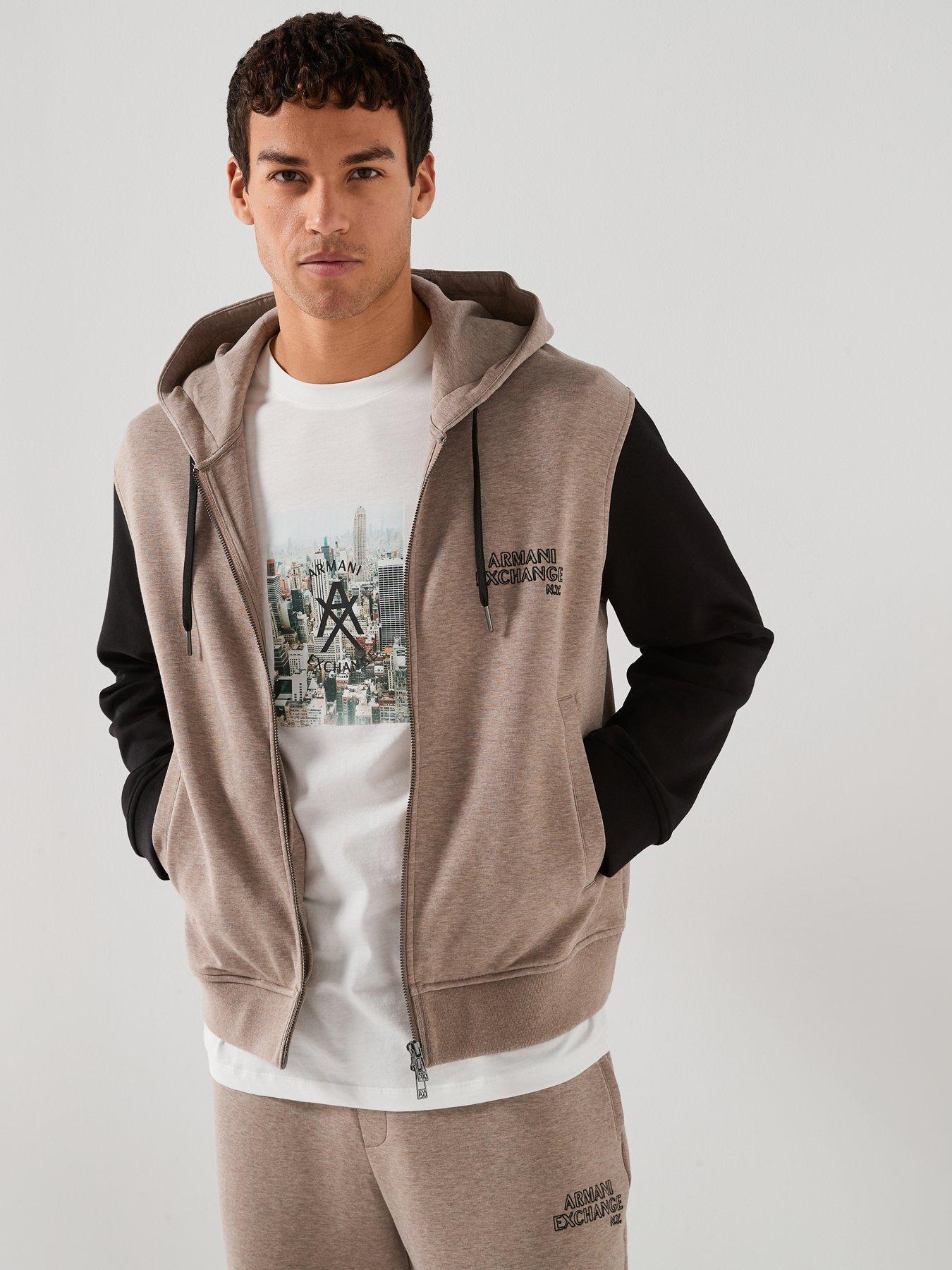 armani-exchange-contrast-sleeve-zip-through-hoodie-light-brown