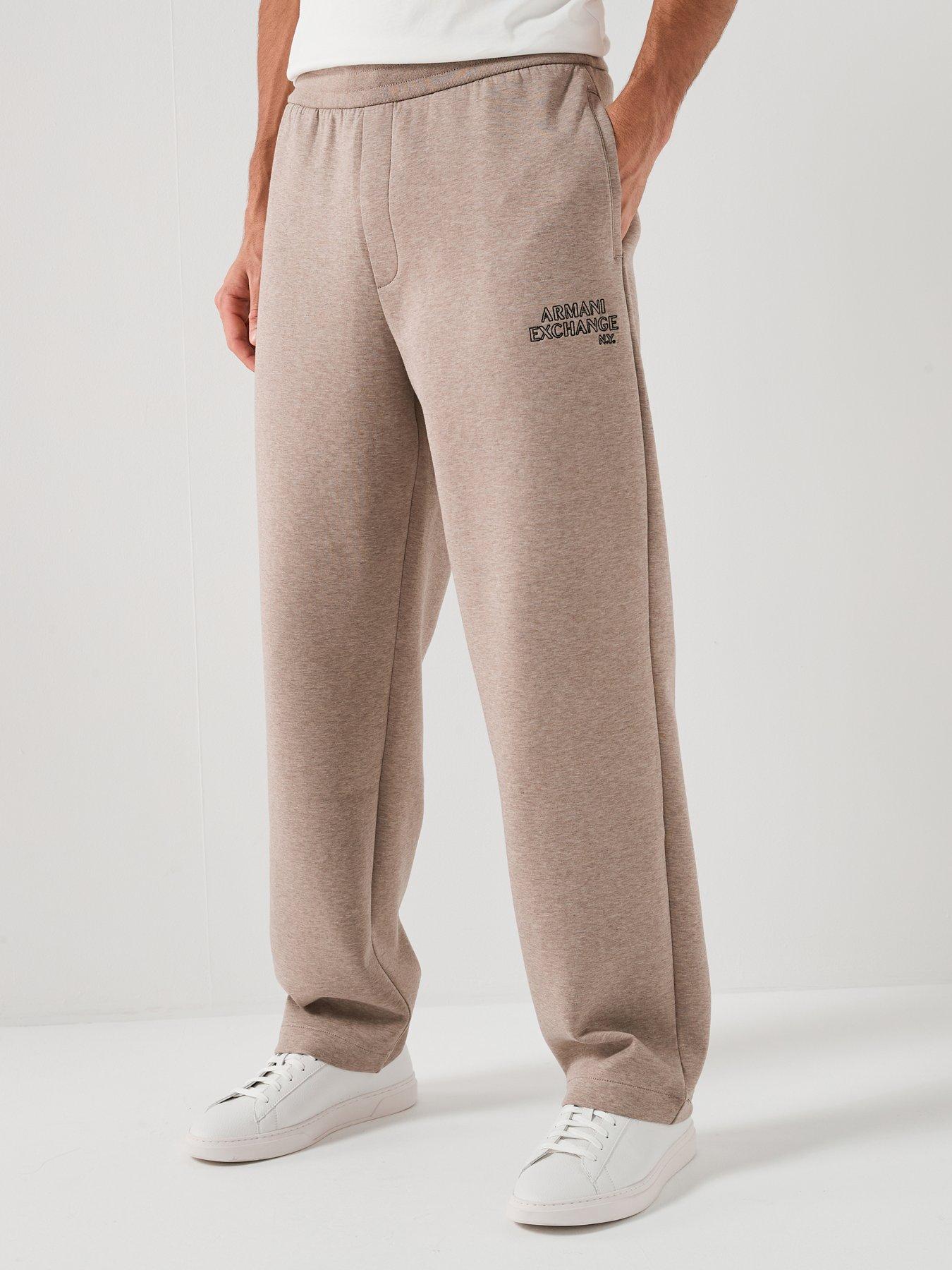  image of armani-exchange-wide-leg-joggers-light-brown