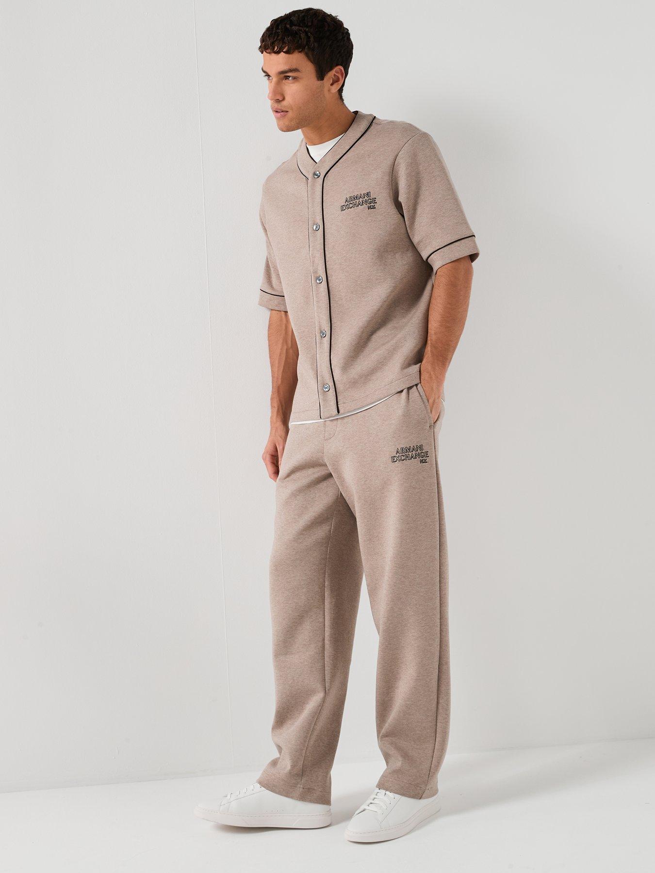  image of armani-exchange-wide-leg-joggers-light-brown