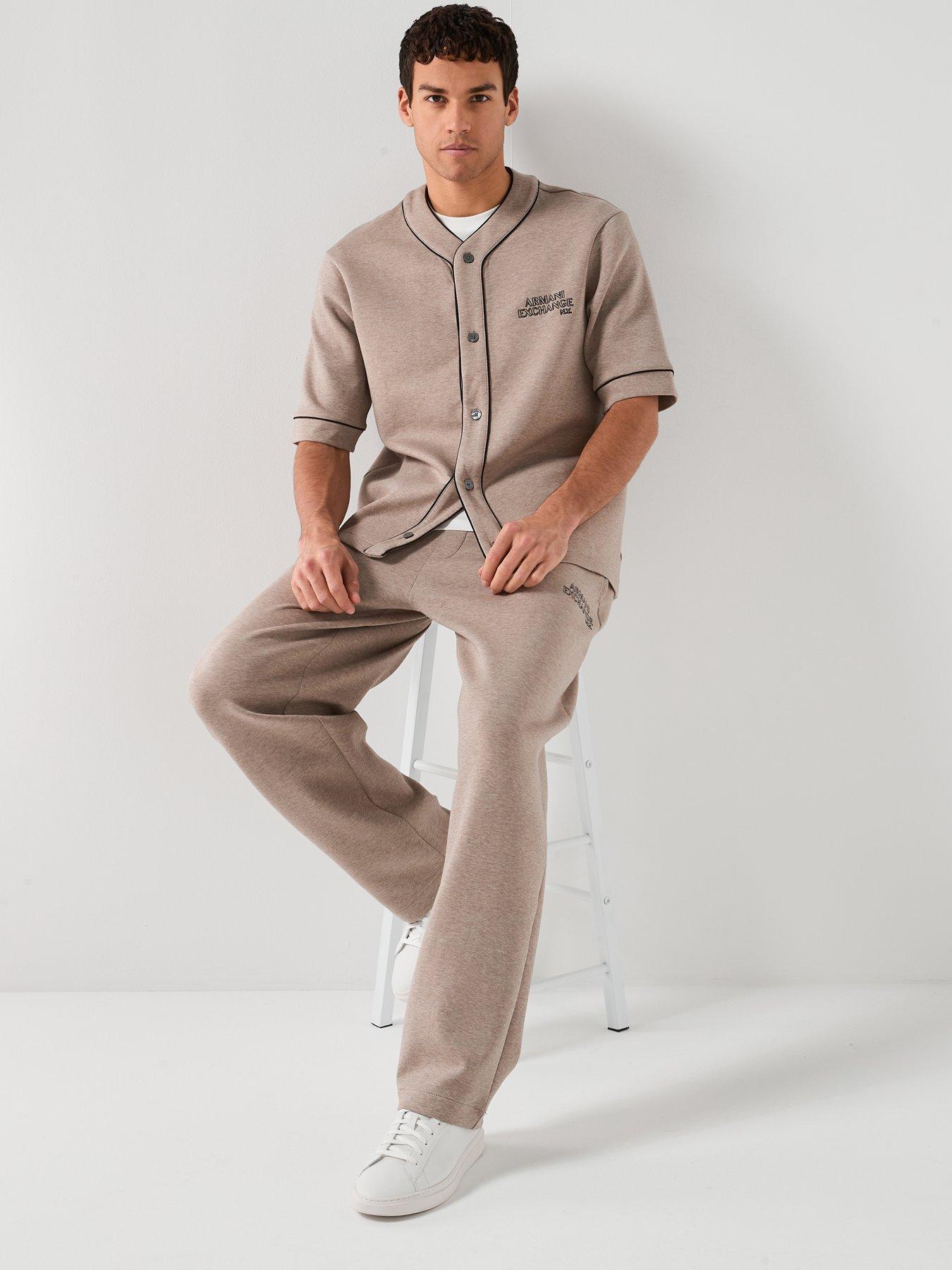  image of armani-exchange-wide-leg-joggers-light-brown