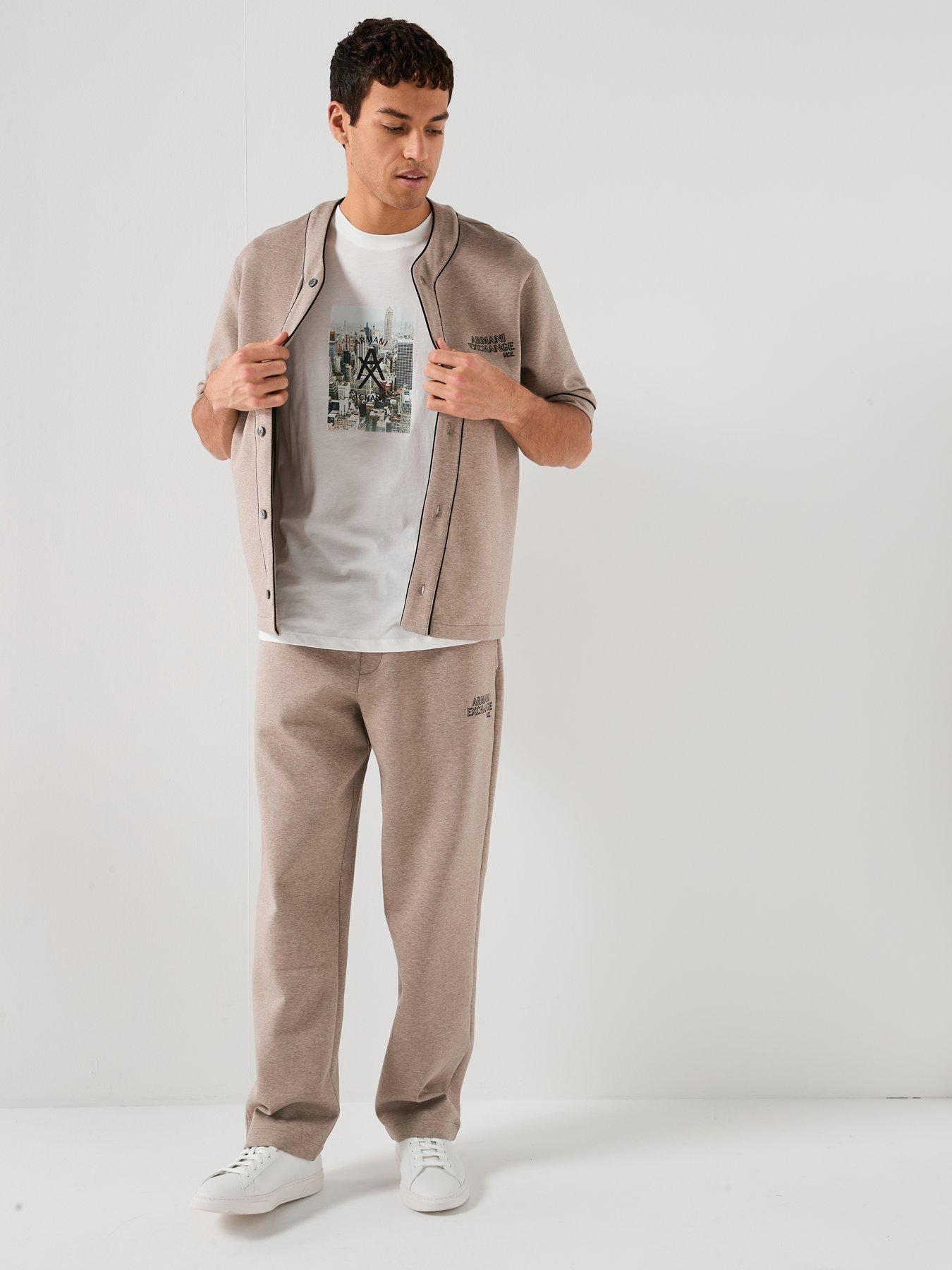  image of armani-exchange-wide-leg-joggers-light-brown