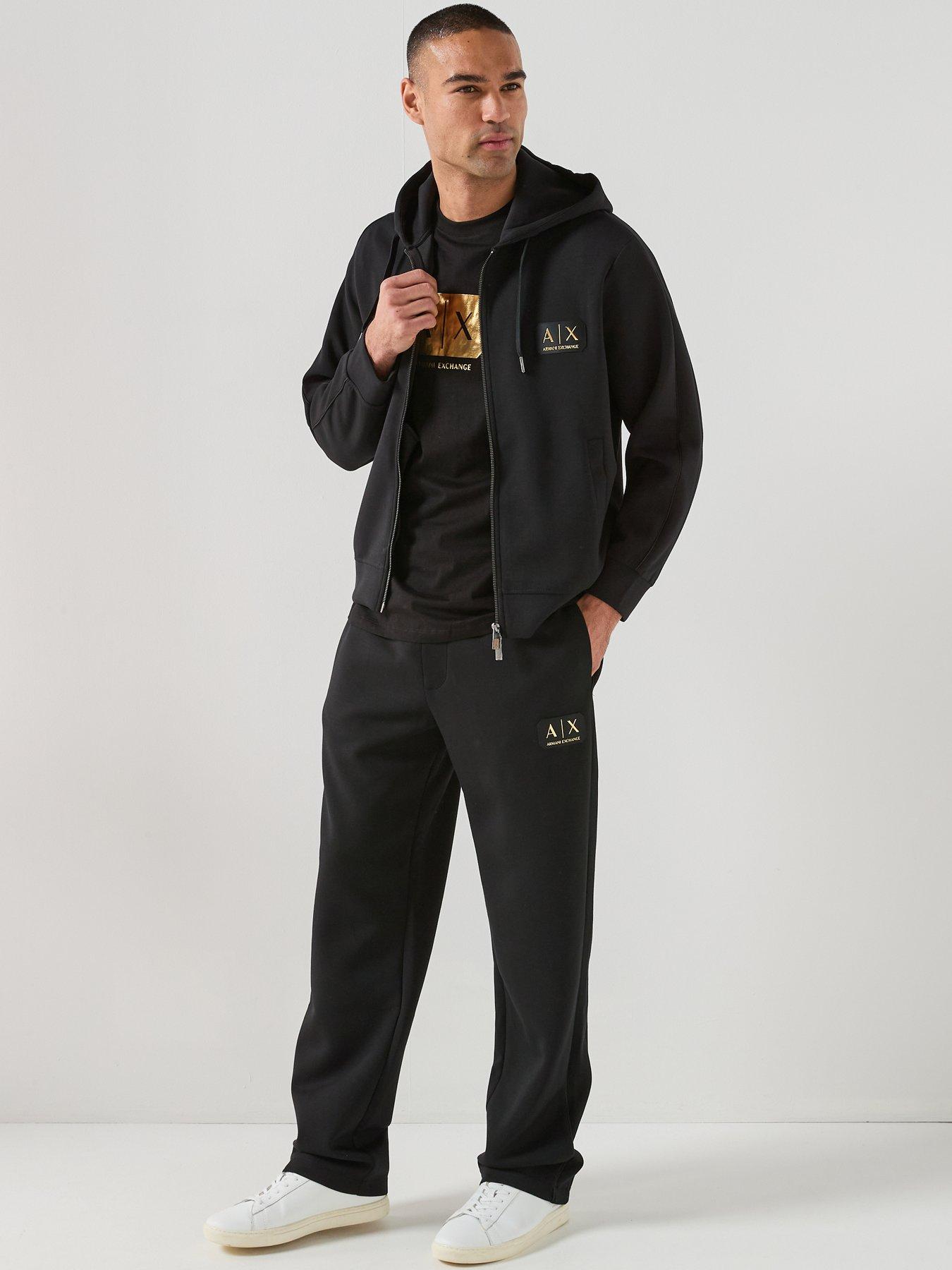 Image 3 of 6 of Armani Exchange /Gold Logo Zip Through Hoodie - Black