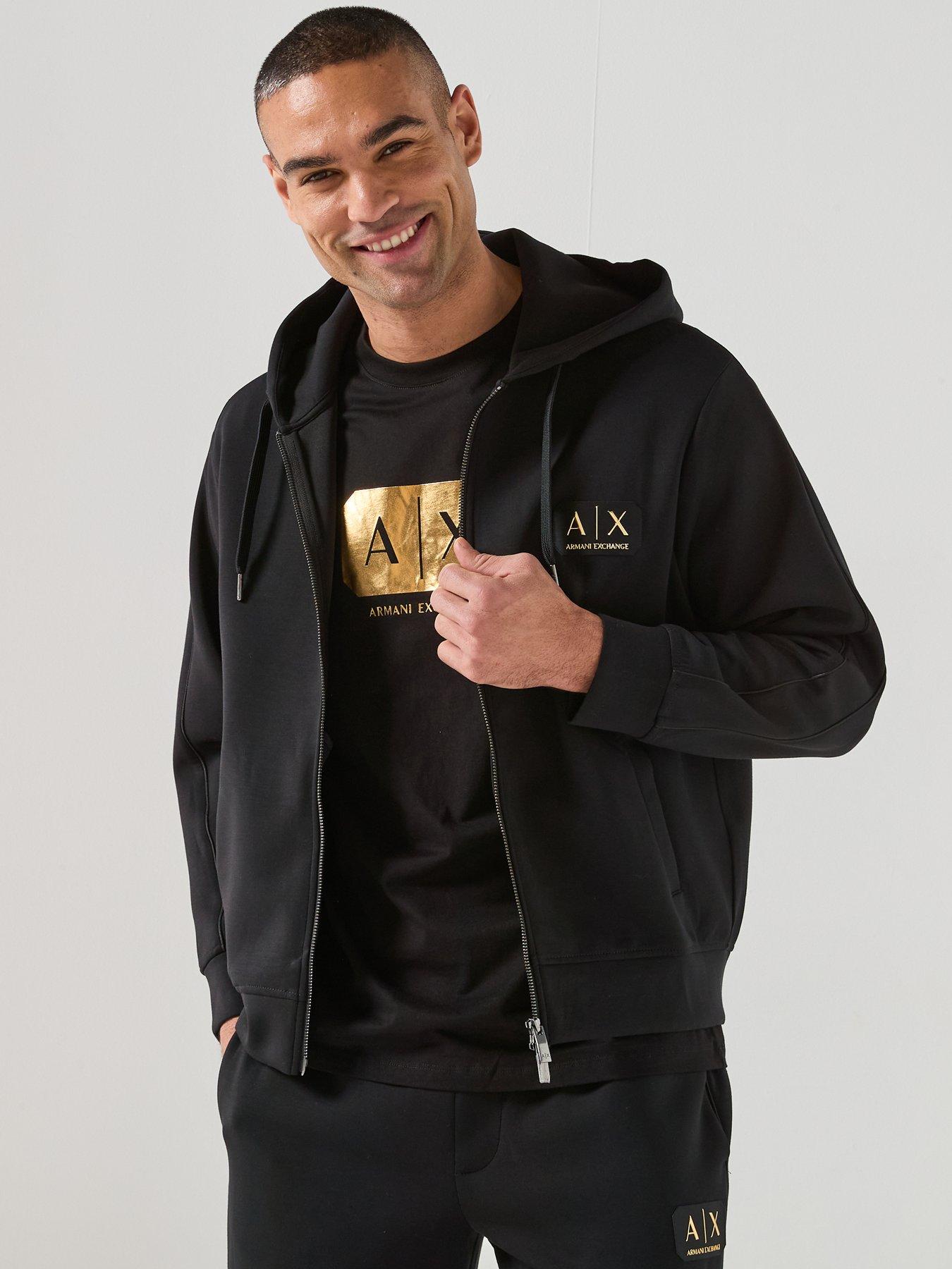 Image 5 of 6 of Armani Exchange /Gold Logo Zip Through Hoodie - Black