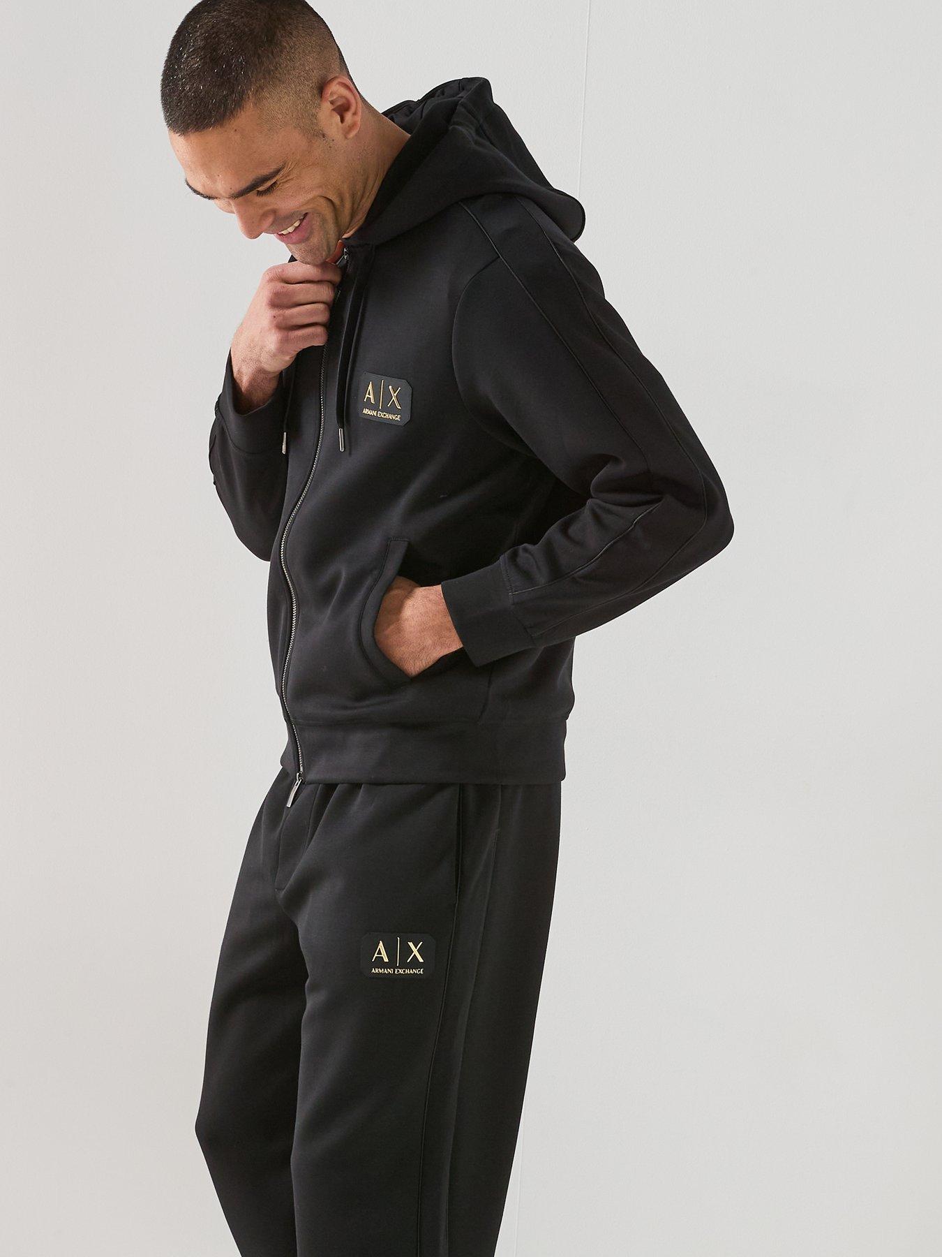 Image 6 of 6 of Armani Exchange /Gold Logo Zip Through Hoodie - Black