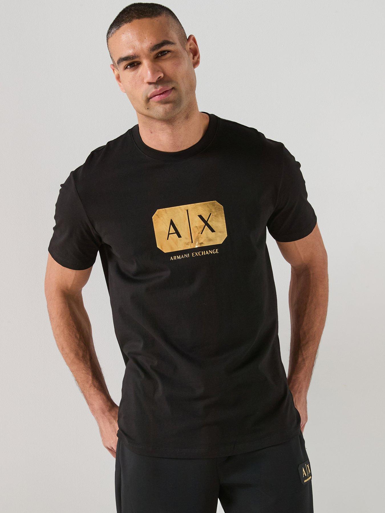 Armani Exchange Gold Box Logo T-Shirt - Black