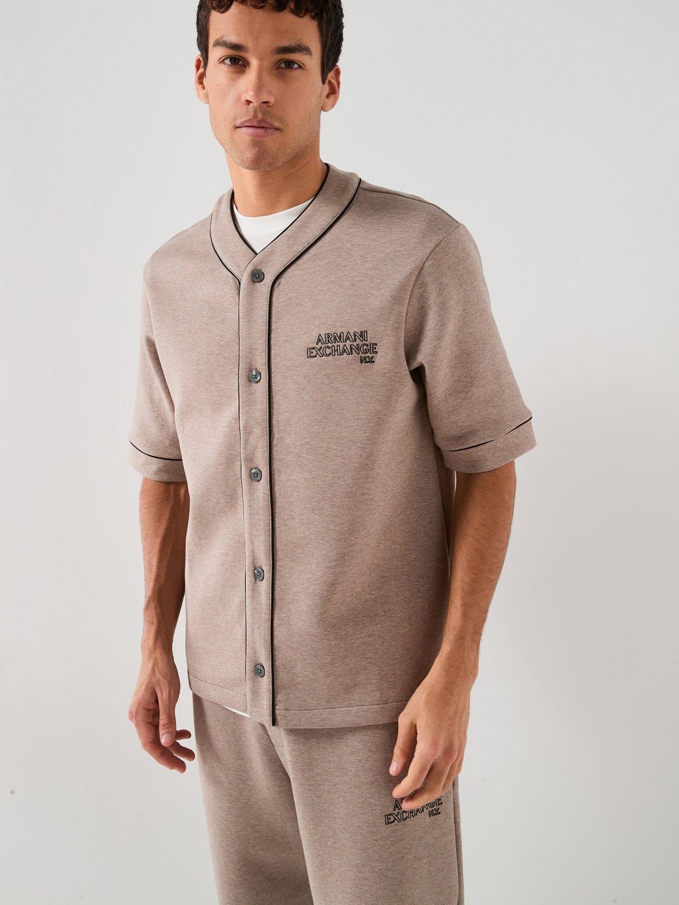 Armani Exchange Short Sleeve Baseball Sweat T-Shirt - Light Brown
