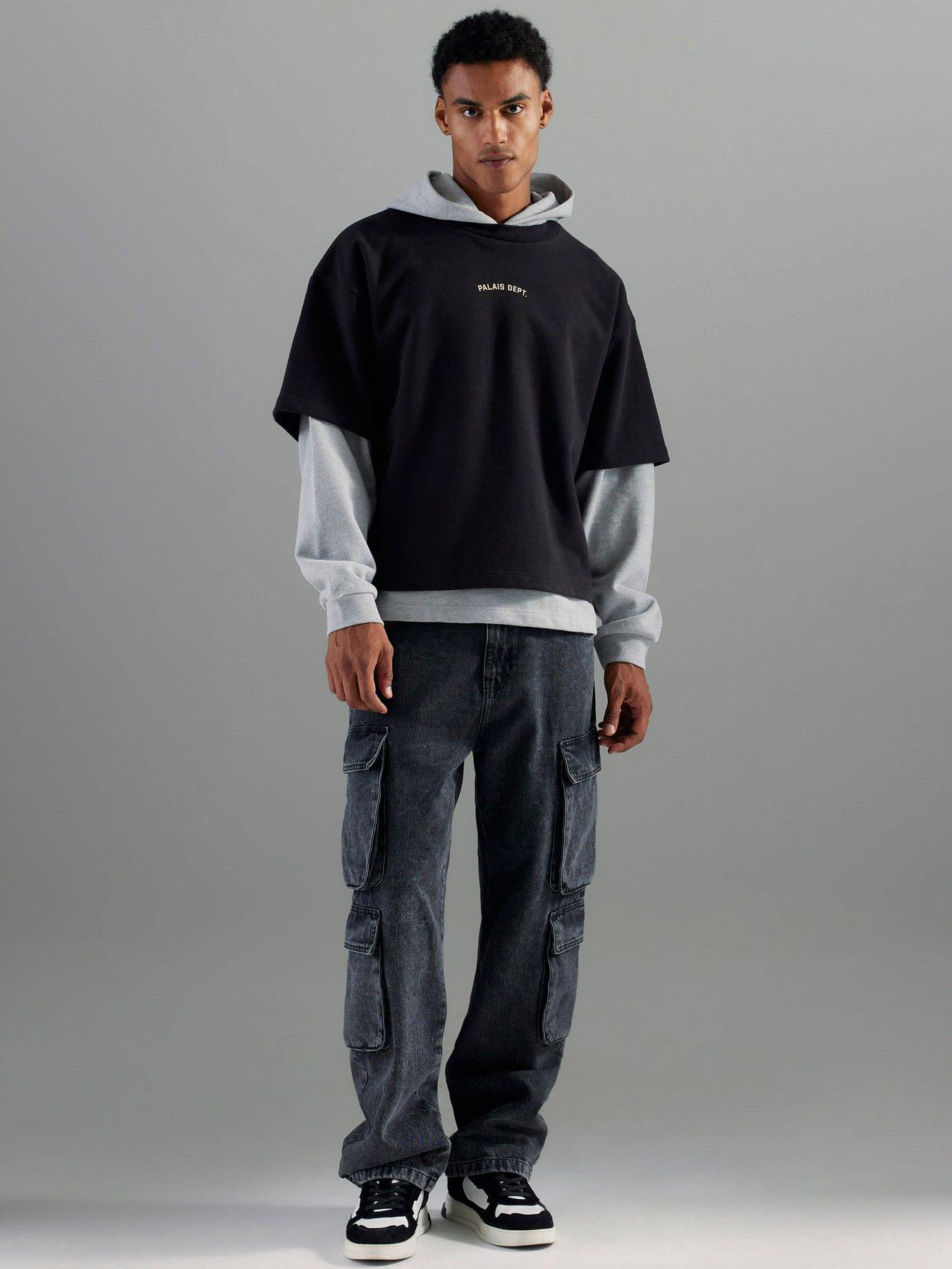  image of river-island-ulysses-loose-cargo-jeans-black