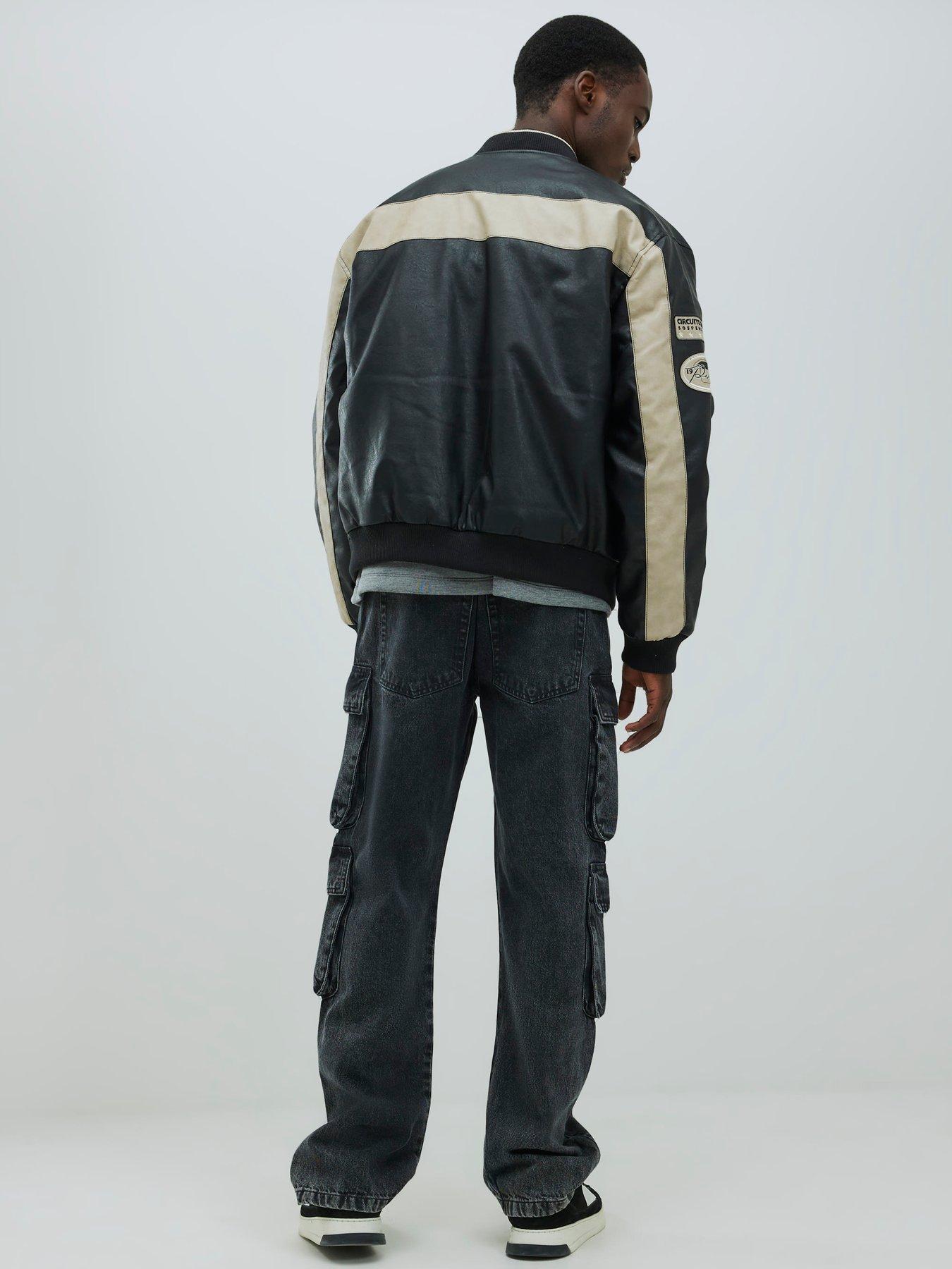  image of river-island-ulysses-loose-cargo-jeans-black