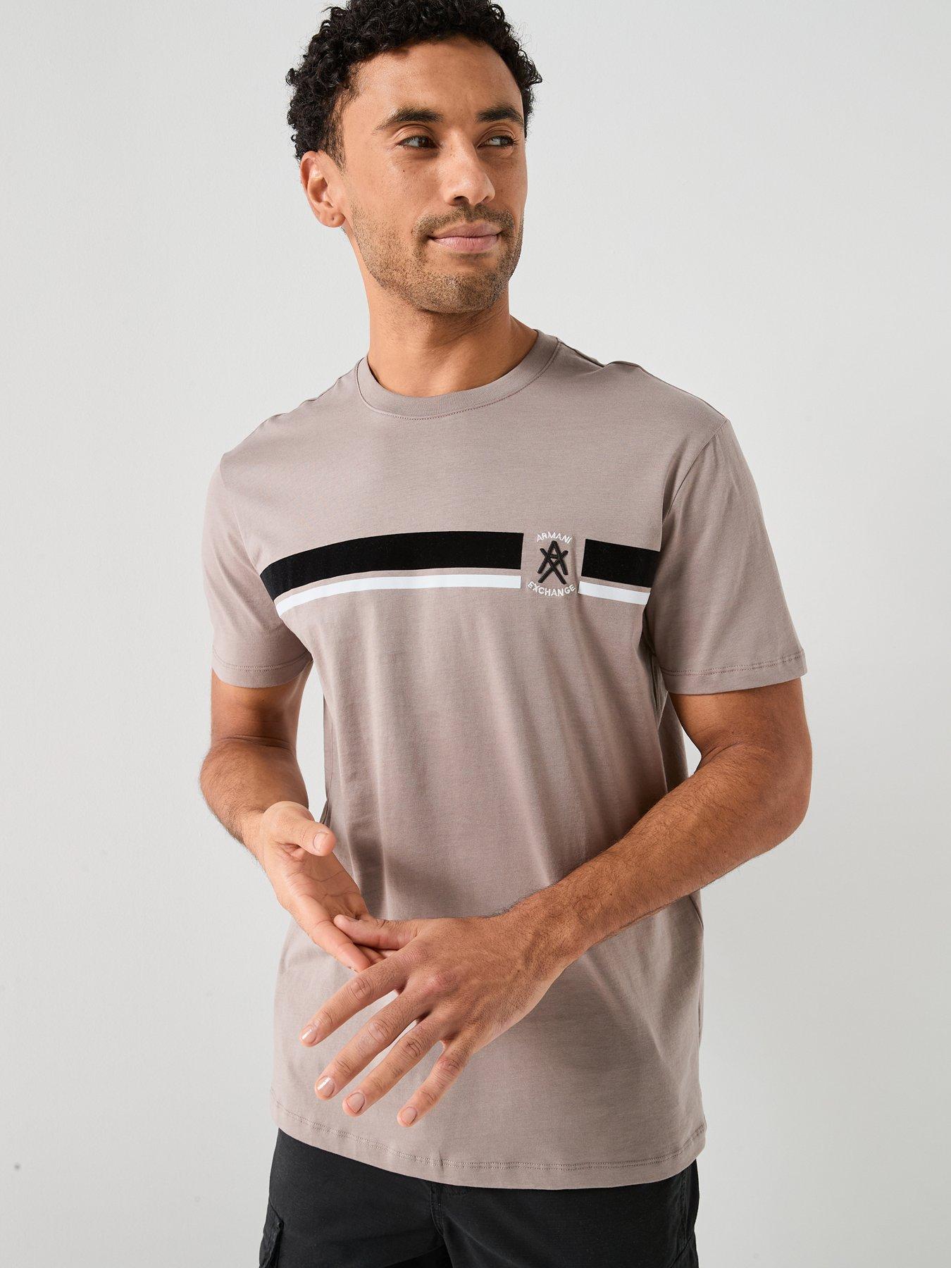 Armani Exchange Chest Stripe T-Shirt - Light Brown