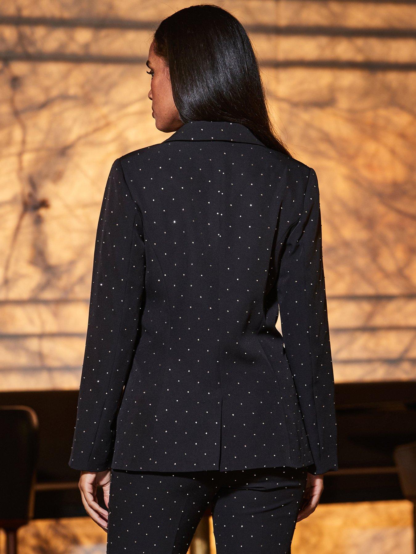  image of sosandar-luxury-sparkling-diamante-stud-blazer-black