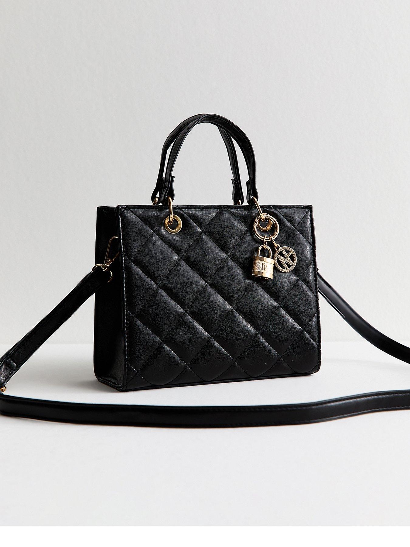  image of new-look-diana-quilted-mini-tote-black