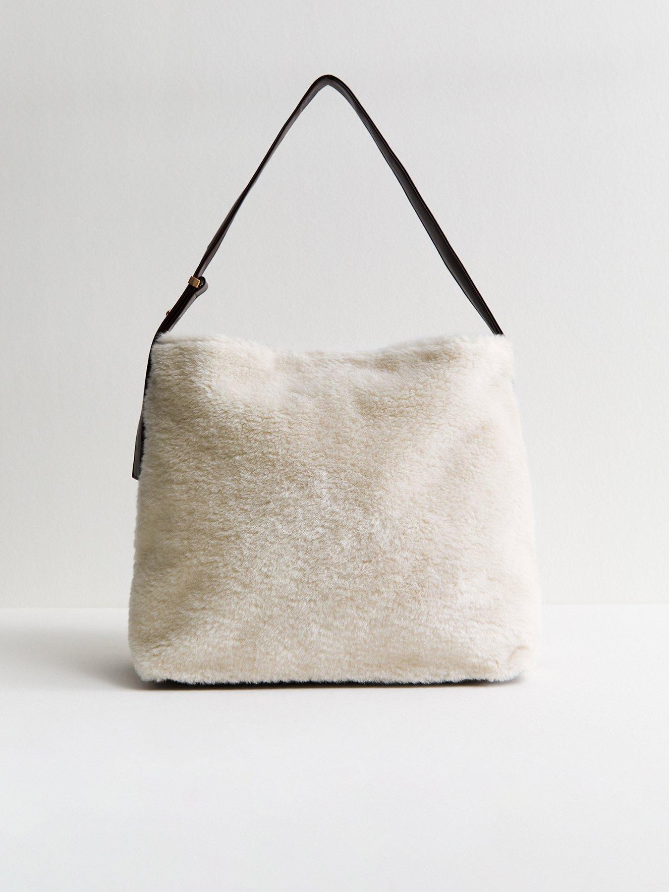 Image 2 of 5 of New Look Shelby Super Soft Borg Hobo - Cream