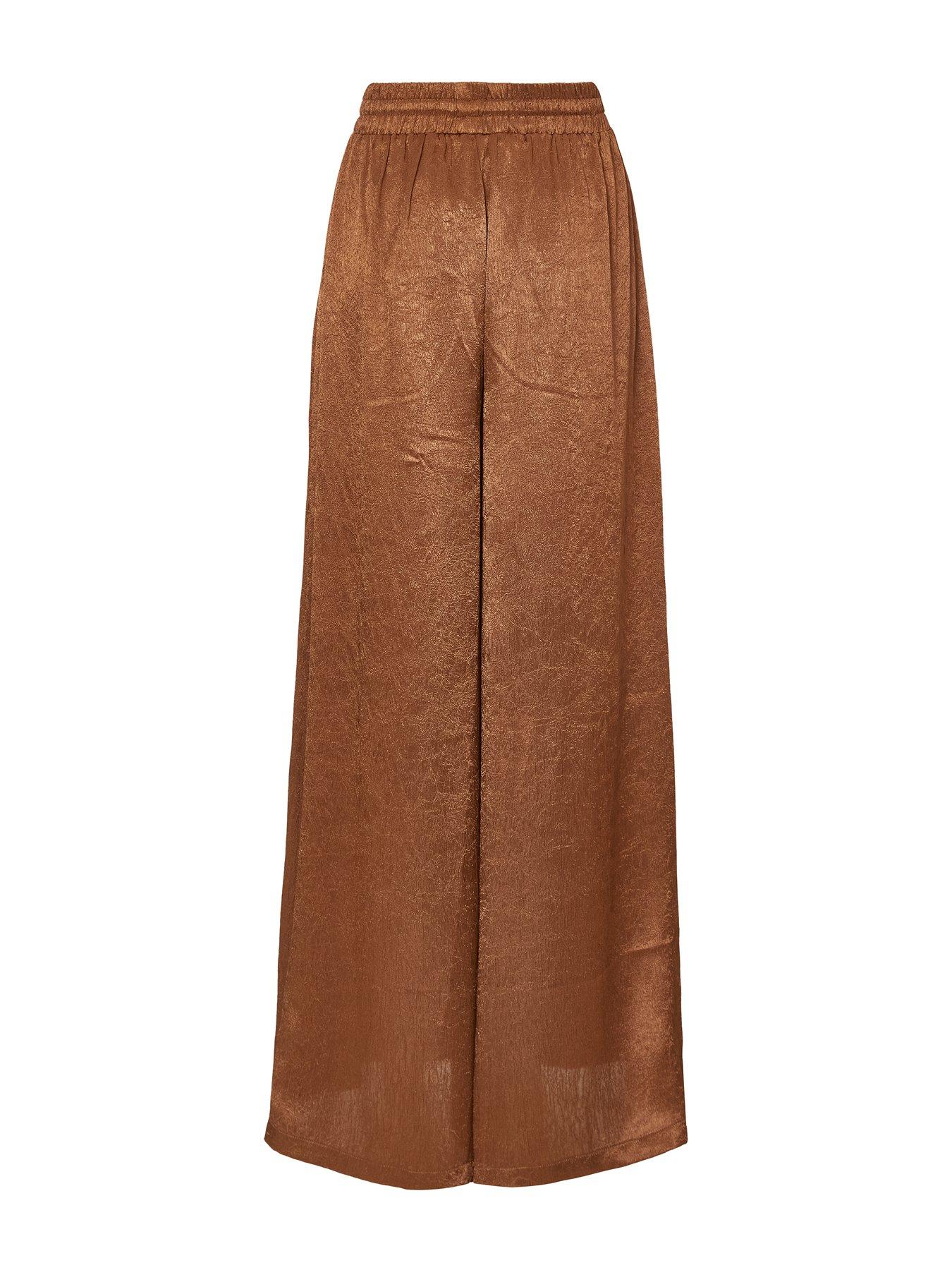 Image 5 of 6 of Quiz Brown Textured Satin Palazzo Trousers