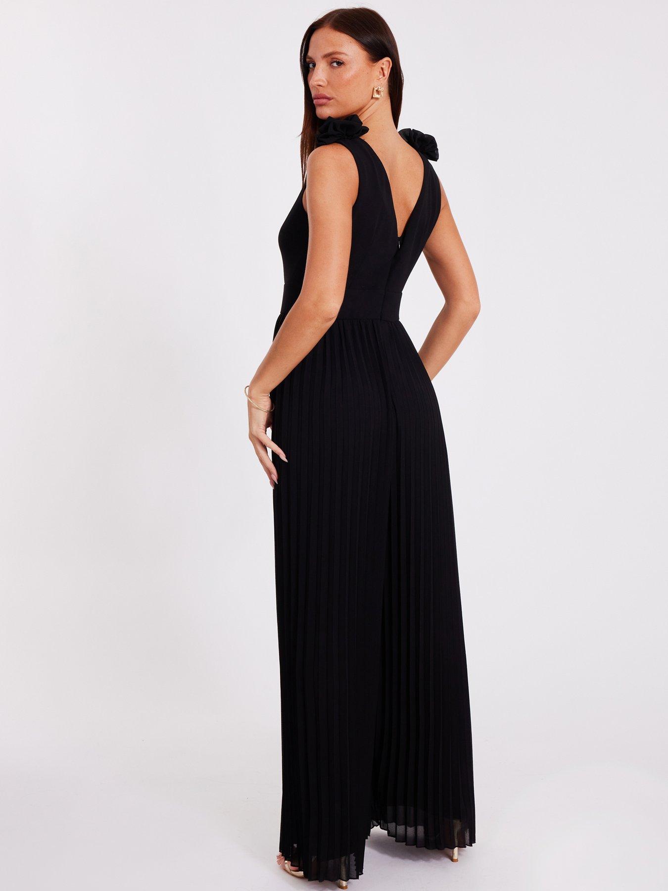 Image 2 of 6 of Quiz Red Chiffon Pleated Jumpsuit