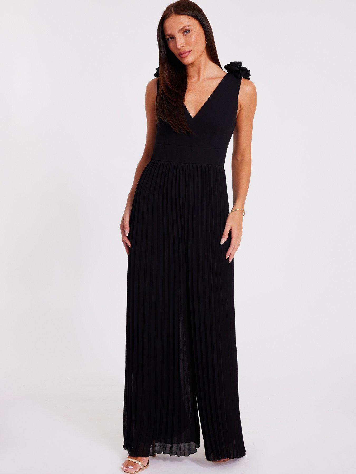 Image 3 of 6 of Quiz Red Chiffon Pleated Jumpsuit