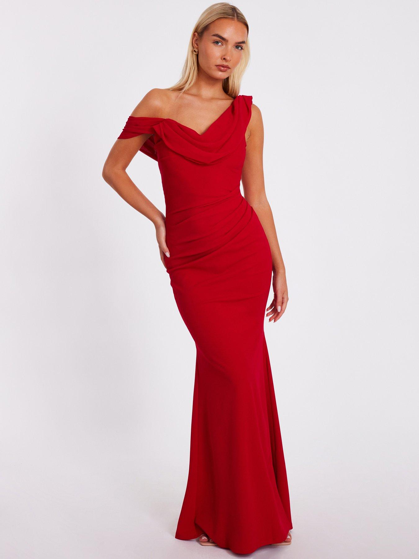 Quiz Red Drop Sleeve Maxi Dress