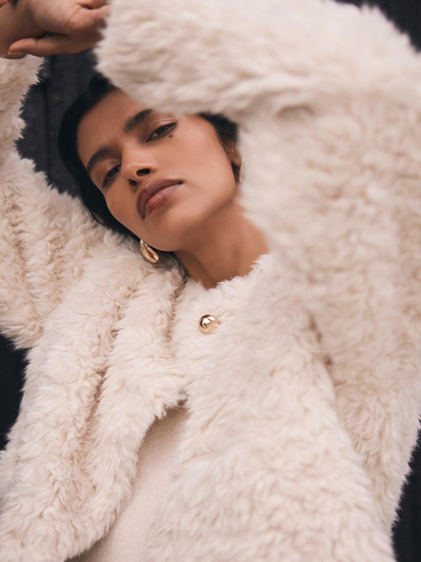  image of mint-velvet-neutral-faux-fur-jacket-cream