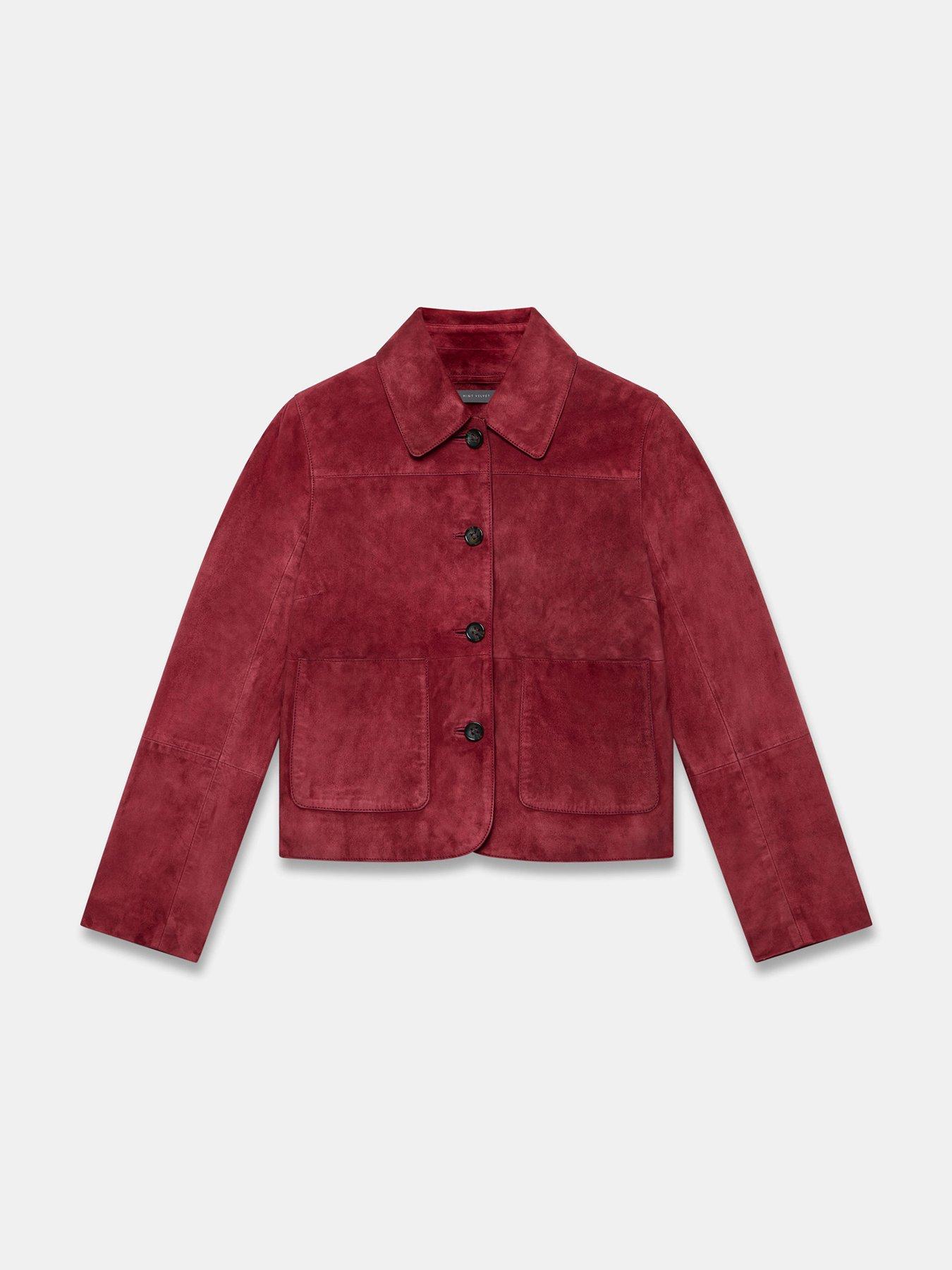 Image 5 of 6 of Mint Velvet Suede Pocket Detail Jacket - Red
