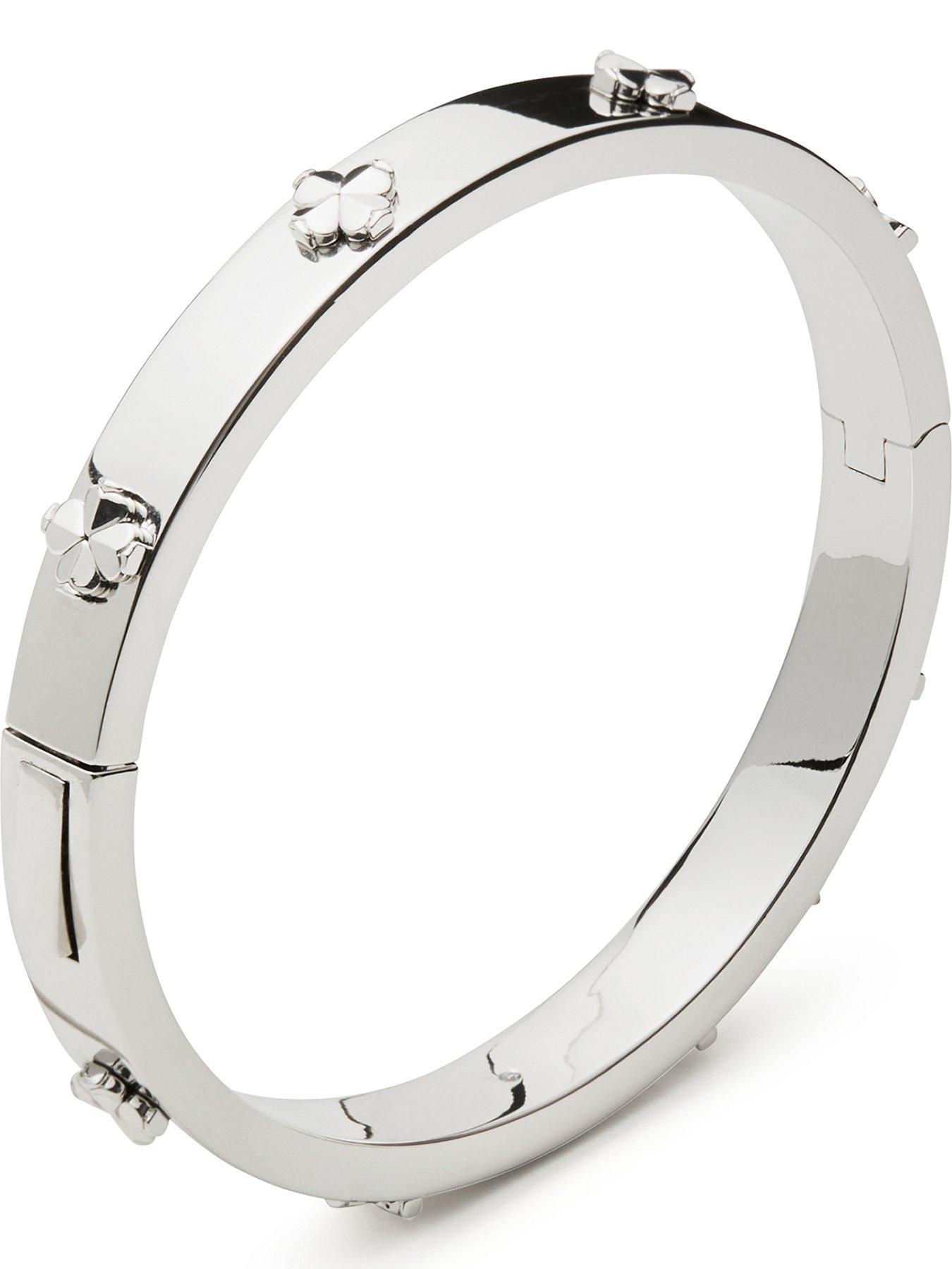  image of kate-spade-new-york-flower-hinged-bangle-silver
